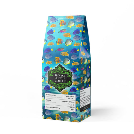 Cocoa Palms Blend™ (Medium-Dark Roast) Specialty Grade Craft Coffee / School of Fish, Ocean