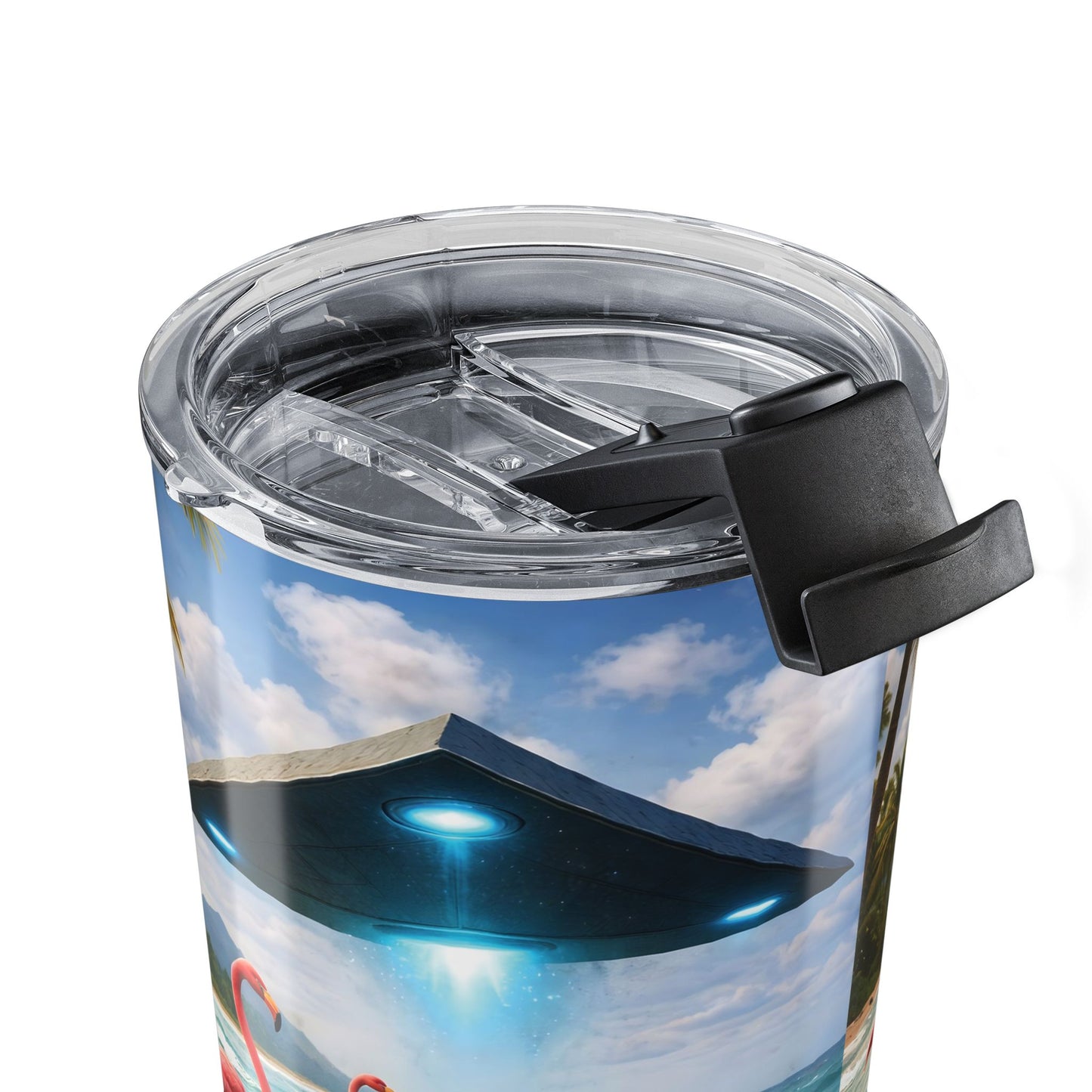 20oz Tropical UFO & Flamingo Tumbler – Insulated Coffee Travel Cup