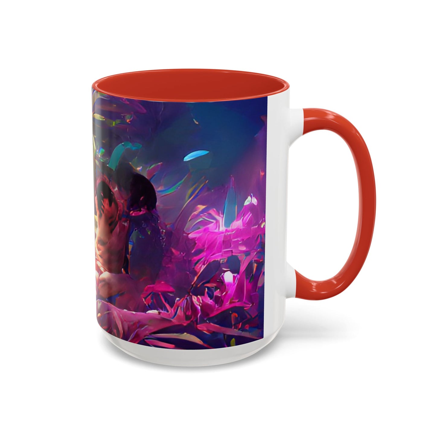 Accent Coffee Mug (11, 15oz) - Midnight Kiss in Tropical Garden