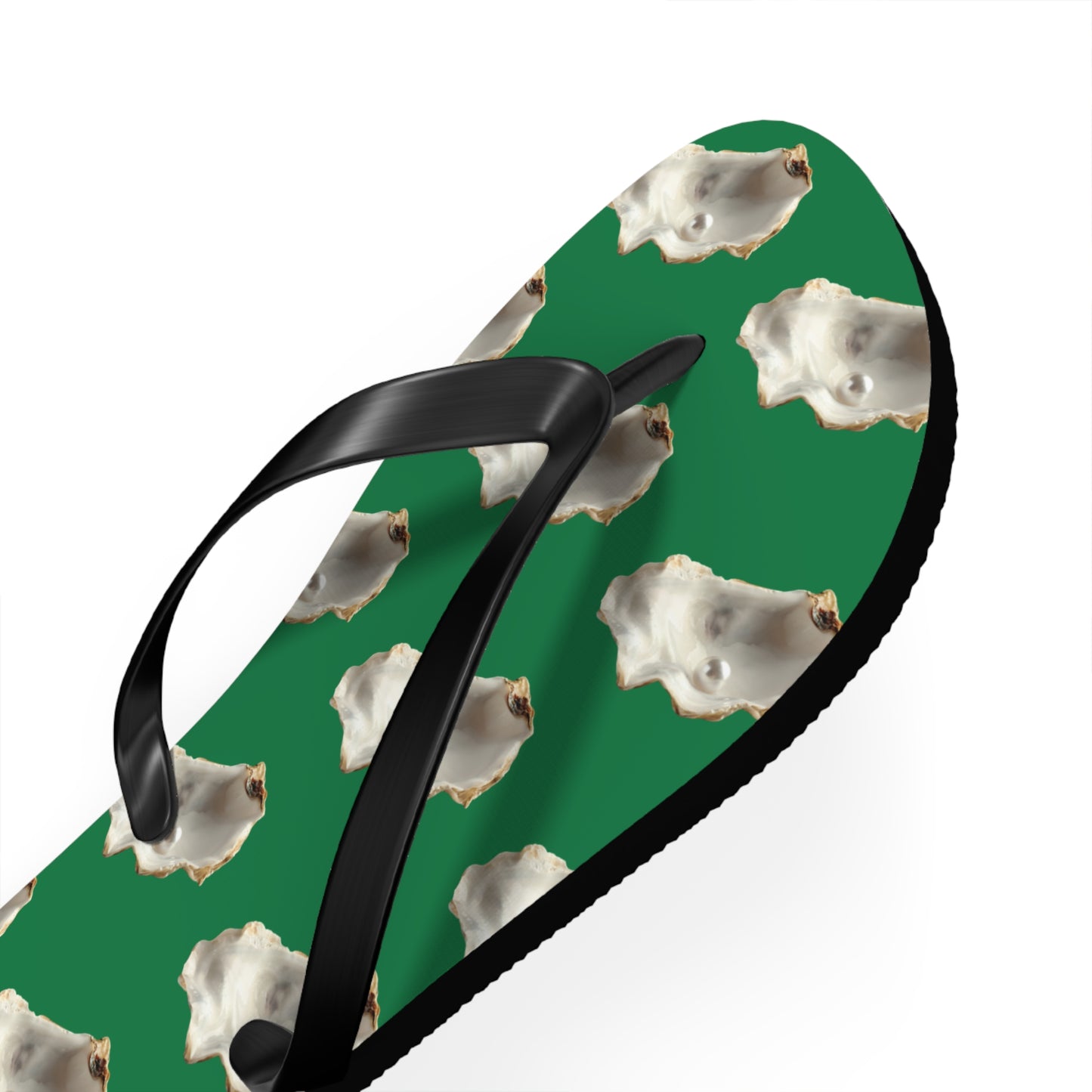 Flip Flops - White Pearl Oyster, dark green