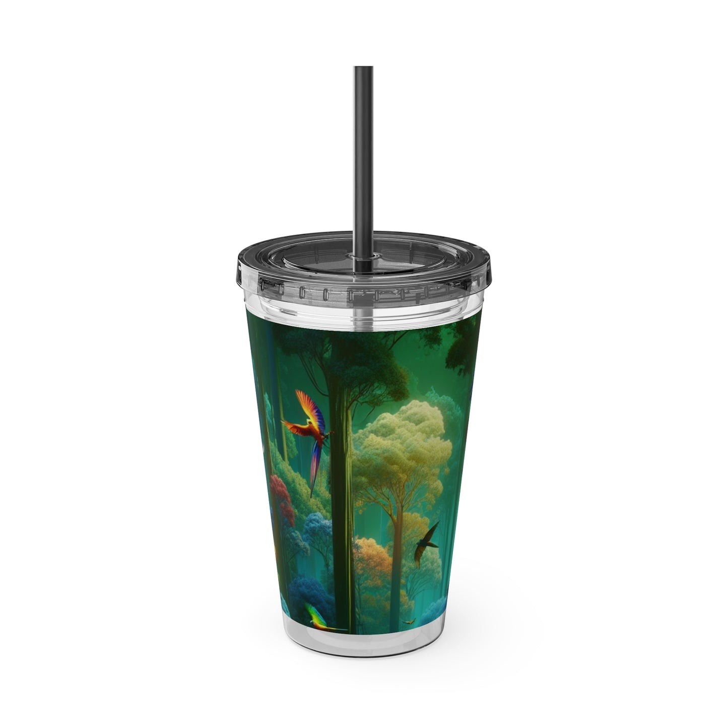 Tropical Tumbler with Straw | 16oz Colorful Travel Cup / Flight School