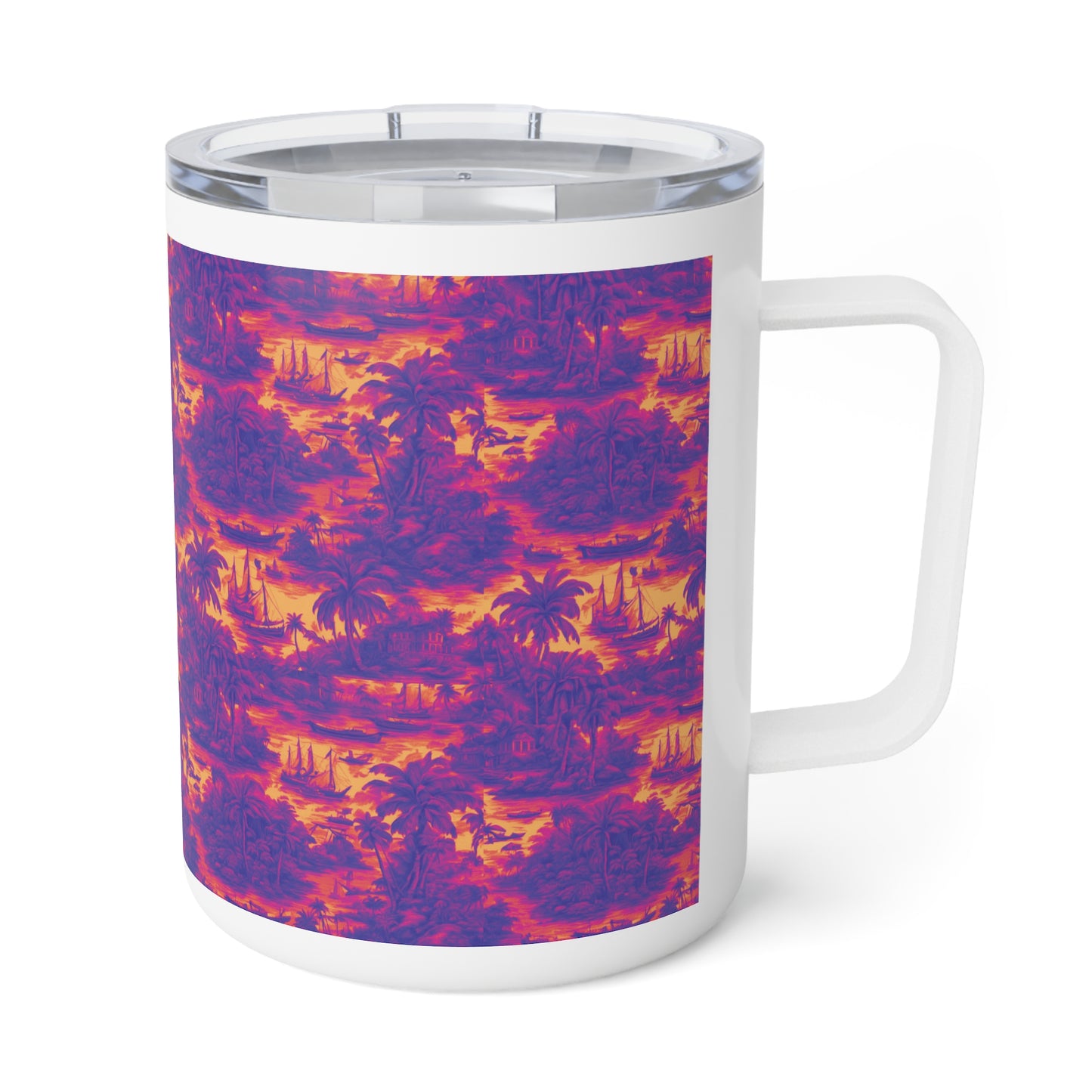 Tropical Insulated Coffee Mug, 10oz / Crazy Cool Tropical Toile