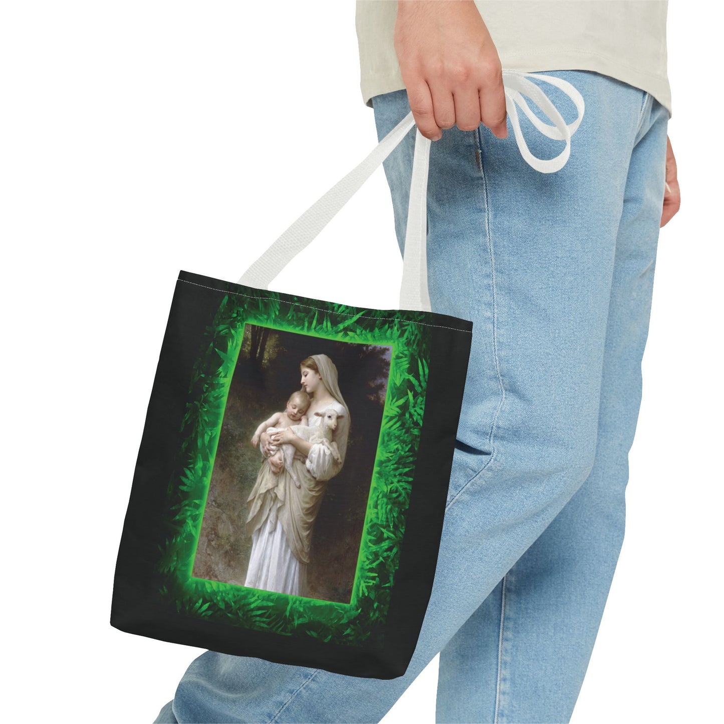 Religious Mary, Jesus and Lamb Tote Bag - 3 Sizes