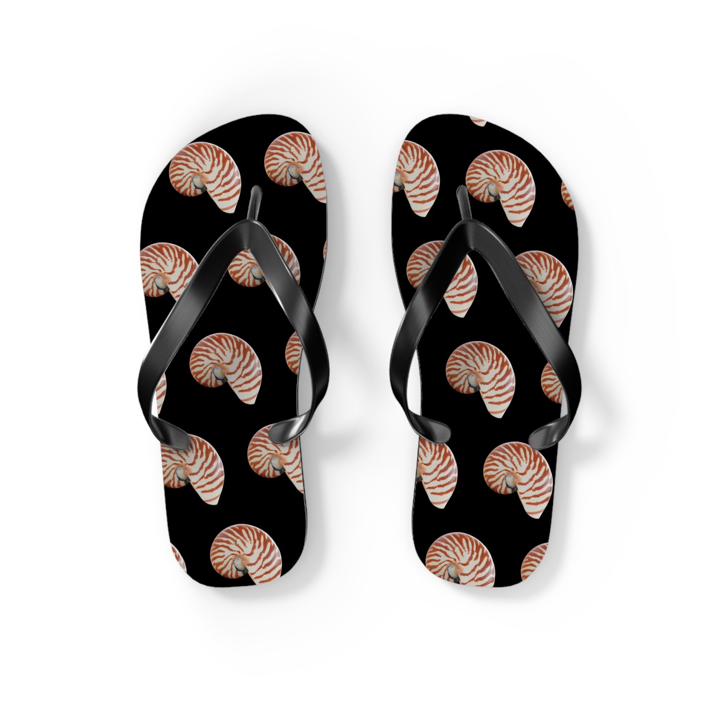 Flip Flops - Tiger Stripe Nautilus Shell, black