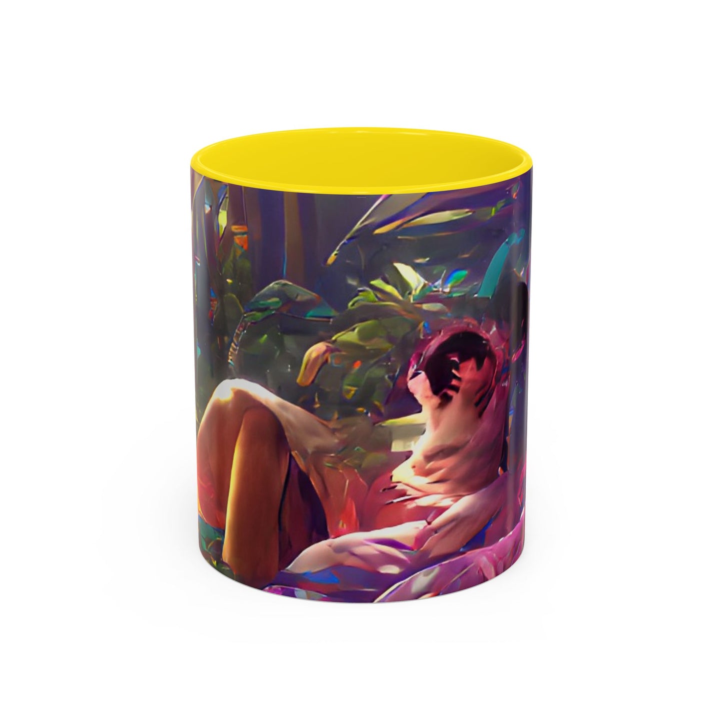 Accent Coffee Mug (11, 15oz) - Midnight Kiss in Tropical Garden