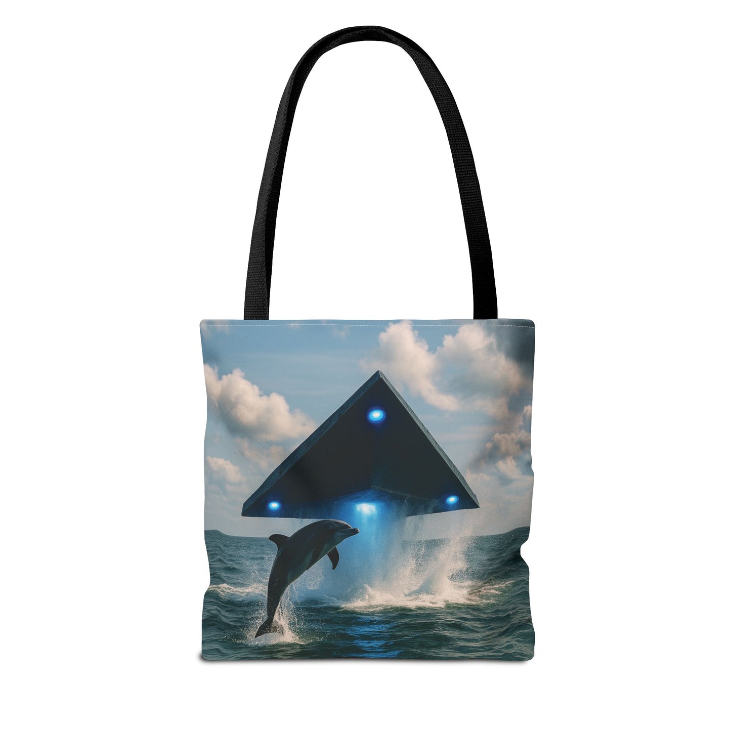 UFO and Dolphin in Ocean Tote Bag - 3 Sizes