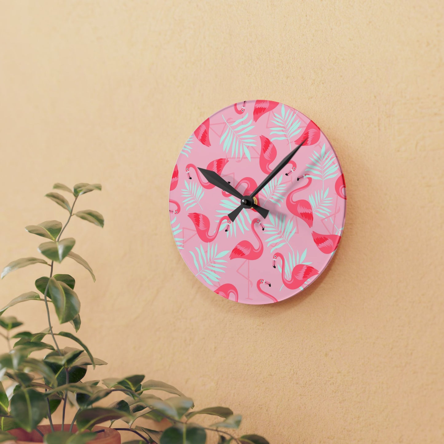 Copy of Acrylic Wall Clock, Rainbow Fronds