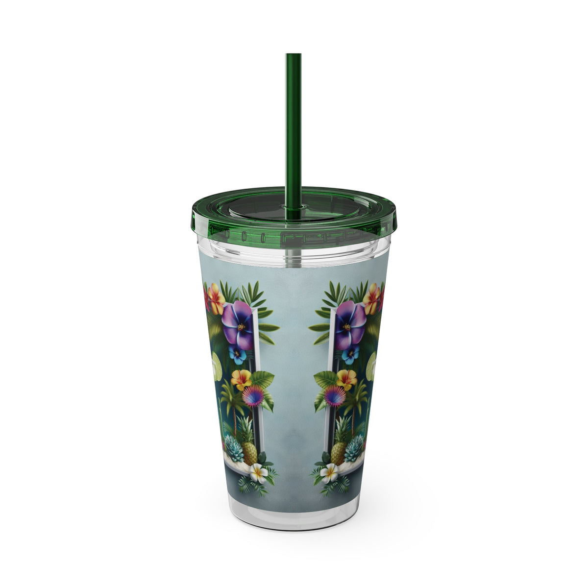 Tropical Tumbler with Straw | 16oz Colorful Travel Cup / Tropical Margarita