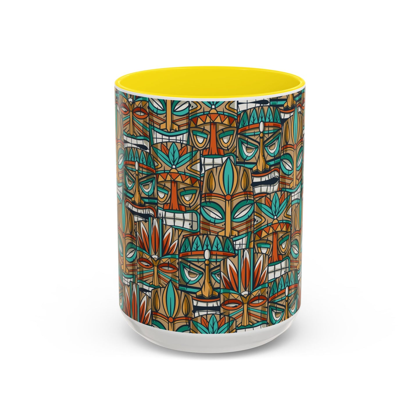 Accent Coffee Mug (11, 15oz), 8 Colors - Turquoise Tiki Party