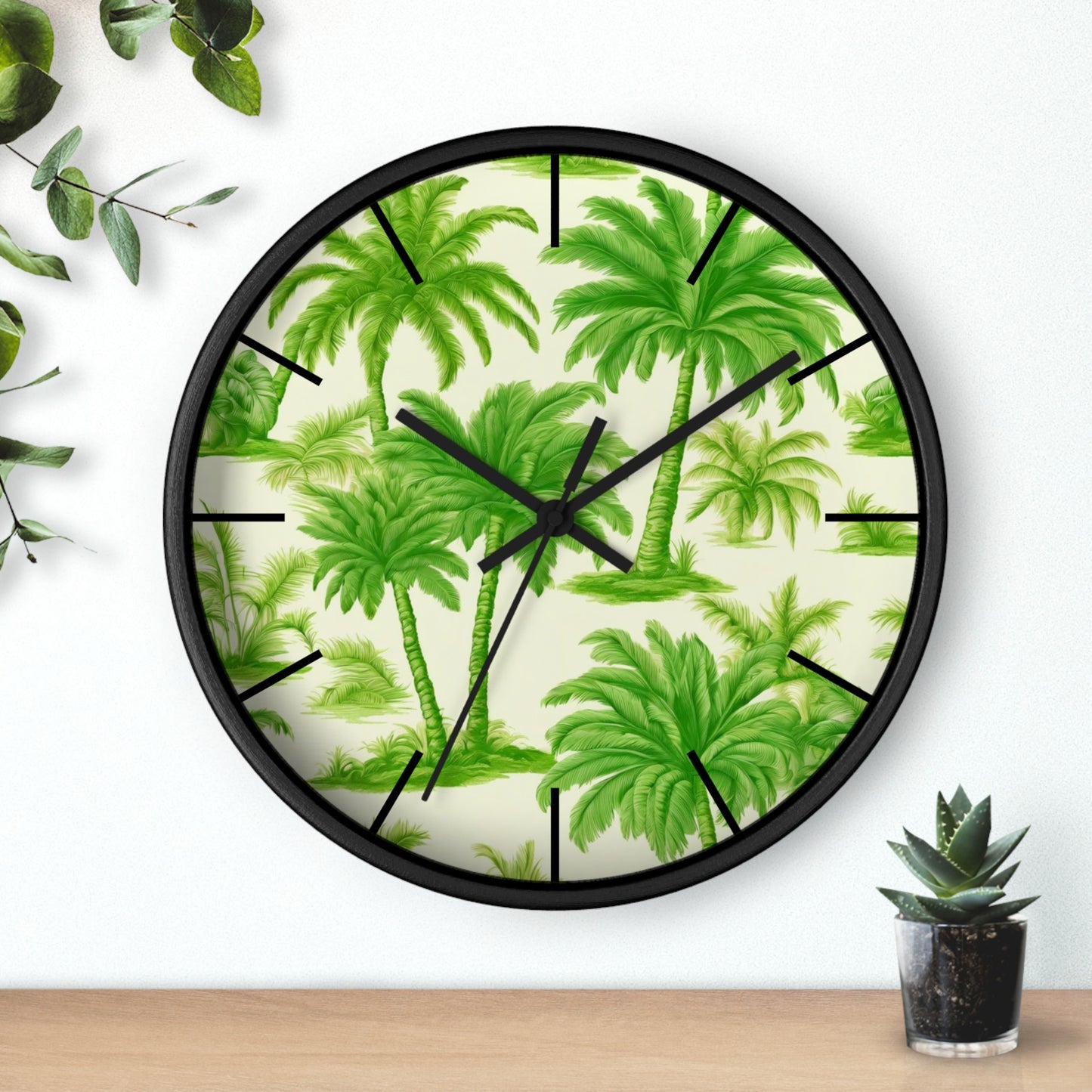 Wall Clock, Playful Palms Toile, Hands/Base Variants