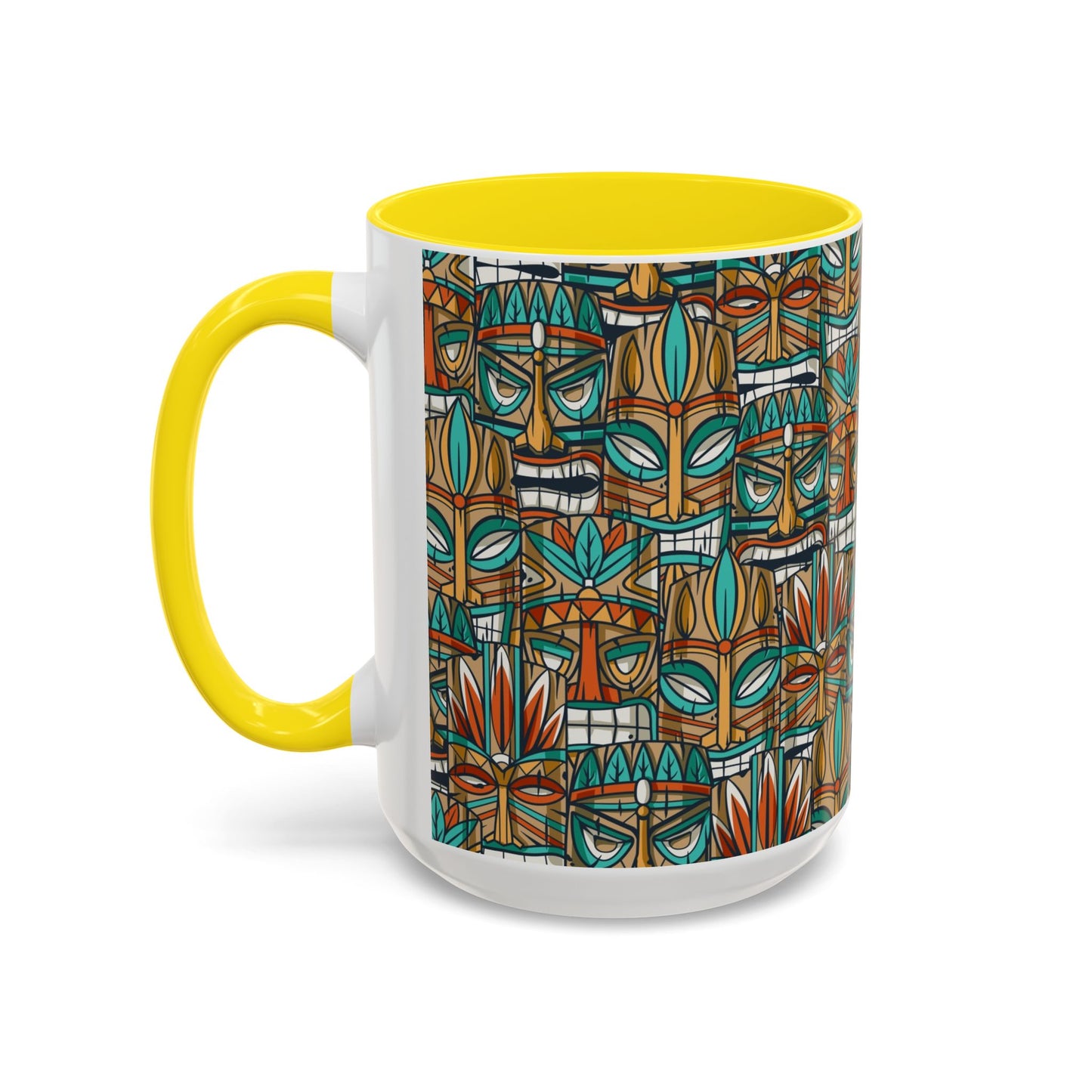 Accent Coffee Mug (11, 15oz), 8 Colors - Turquoise Tiki Party