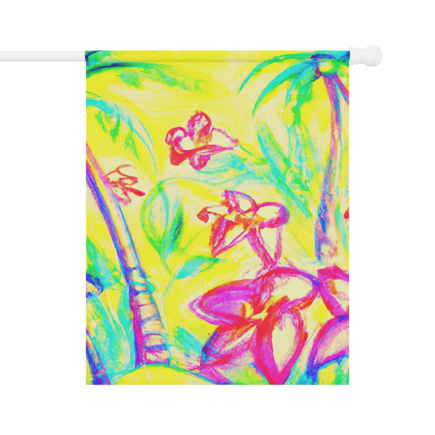 Tropical Garden Flag - Perfect for Outdoor Decor / Beach Tropical Doodles, Yellow
