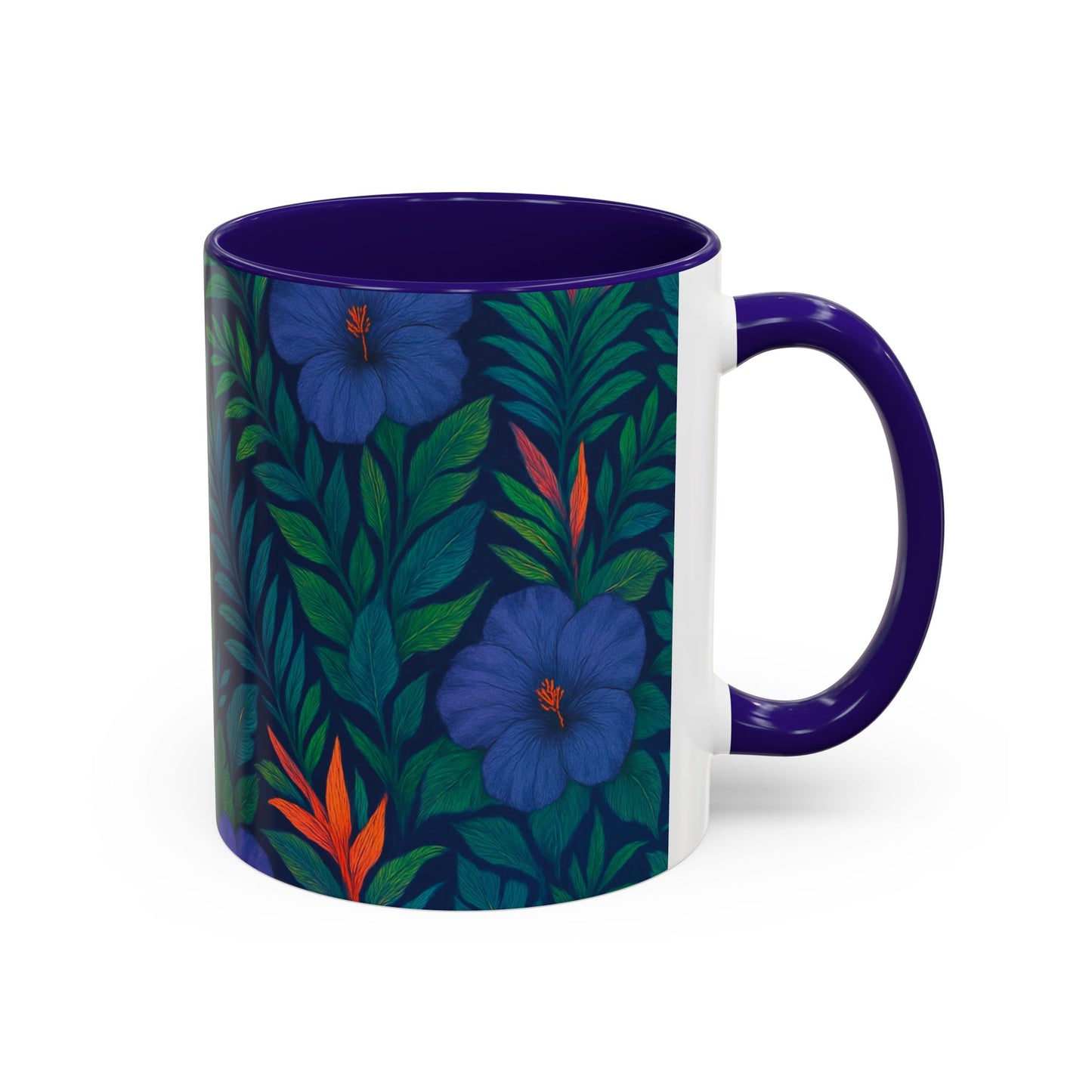 Vibrant Floral Coffee Mug - 11oz & 15oz / Midnight Flower Coral