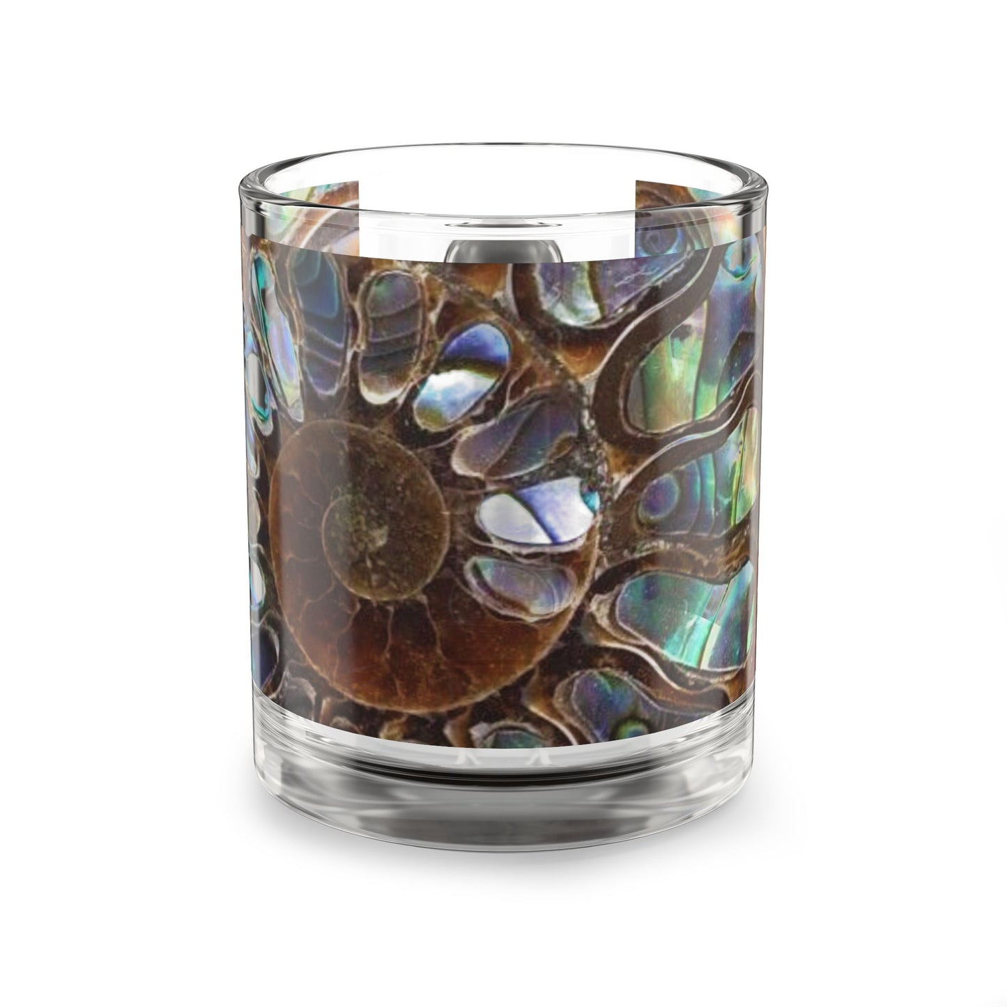 Tropical Glass Mug - 10oz Coffee Cup / Ammonite and Abalone Shells