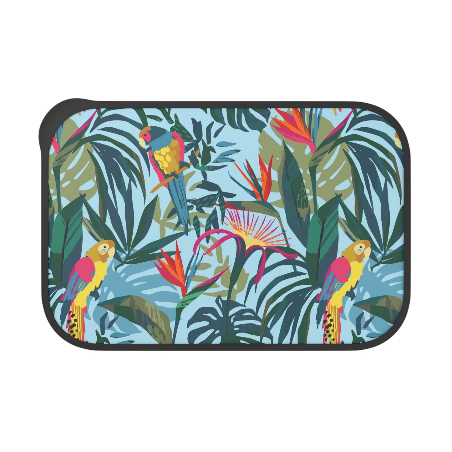 Bento Box with Utensils - Tropical Parrots Blues