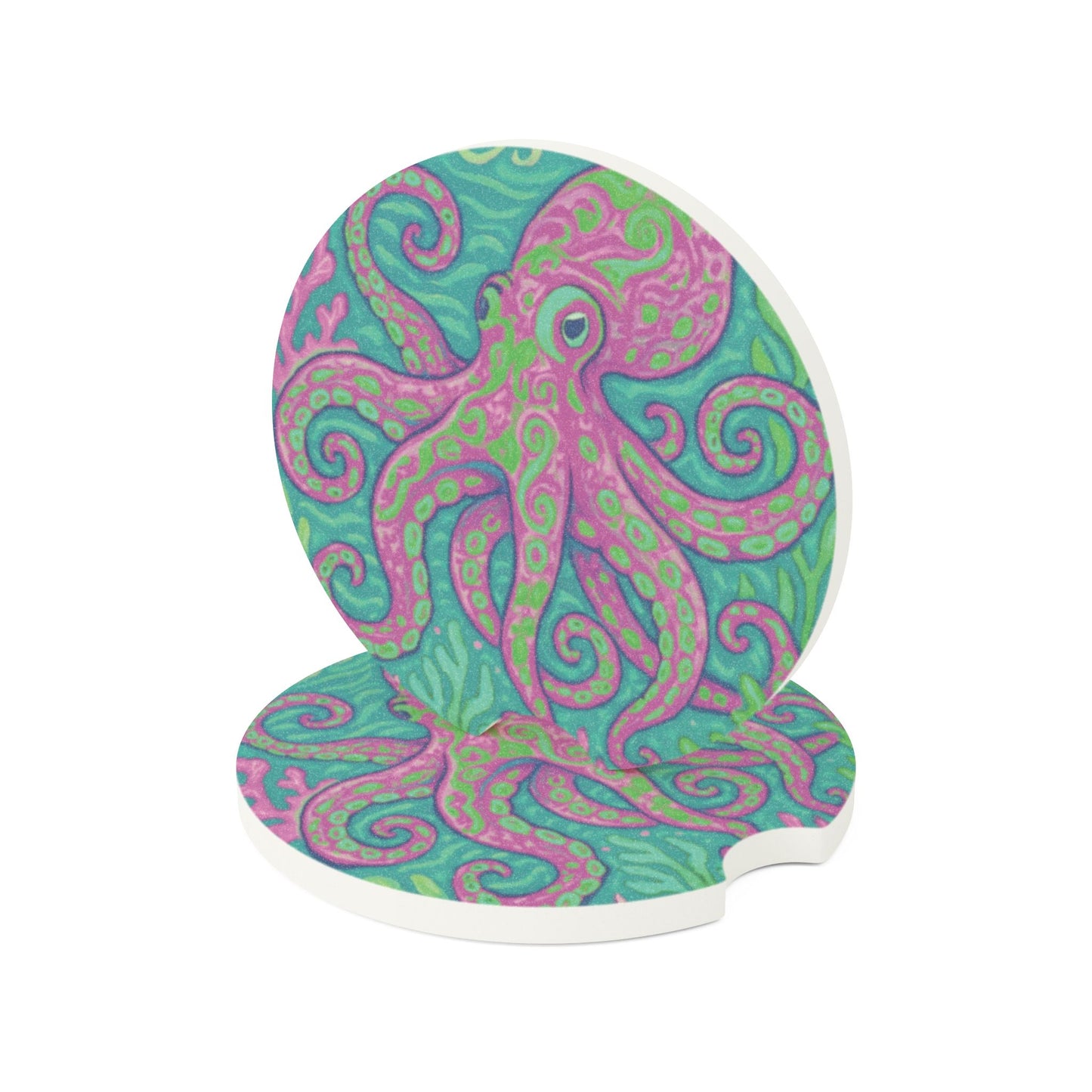 Soapstone Car Coaster - Purple Kraken Joe