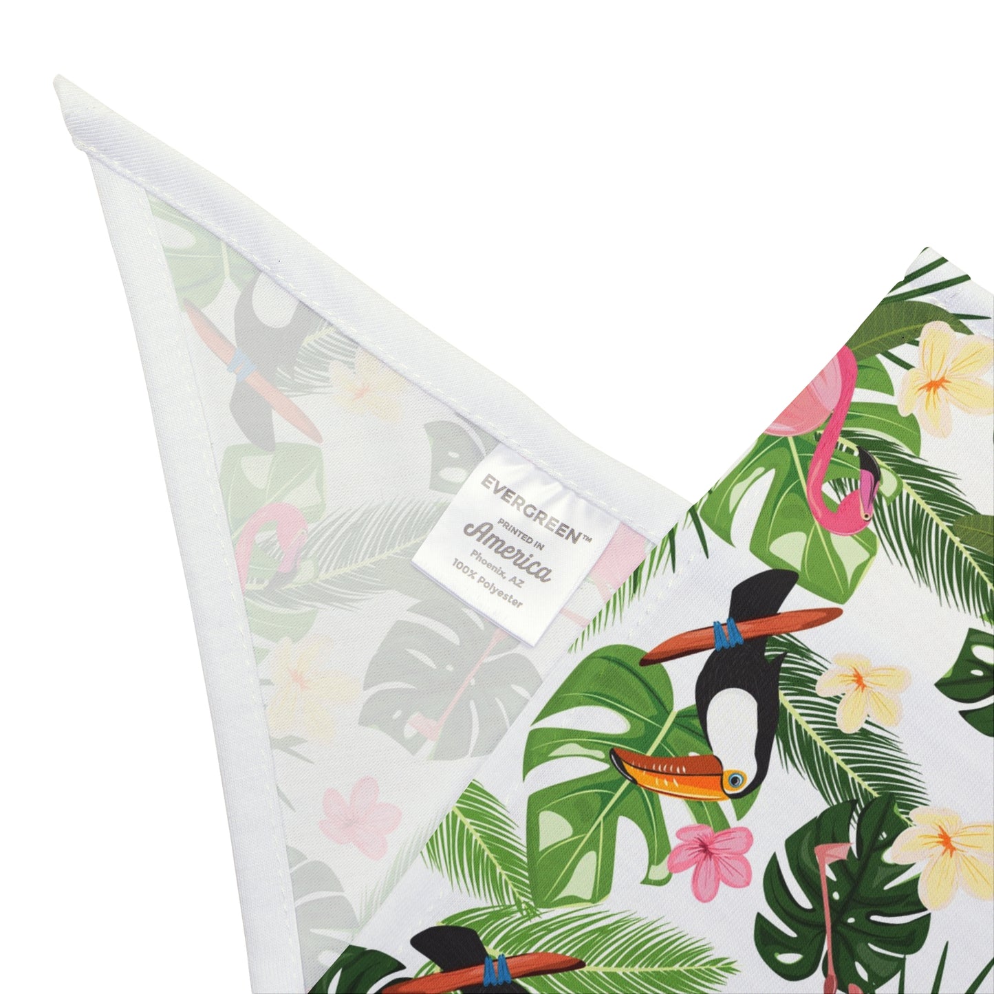 Flamingos With White Palms Tropical Pet Bandana, 2 Sizes - Stylish accessory for dogs & cats