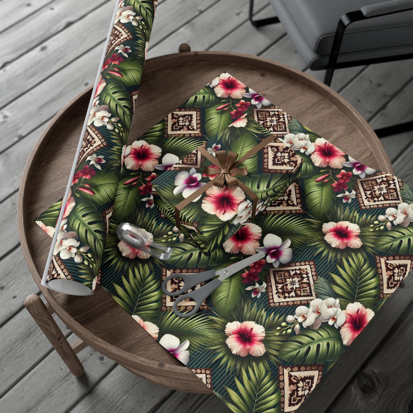 Wrapping Paper - Tropical Gift Wrap for All Occasions / 3 Sizes, 2 Finishes / Tiki Orchids