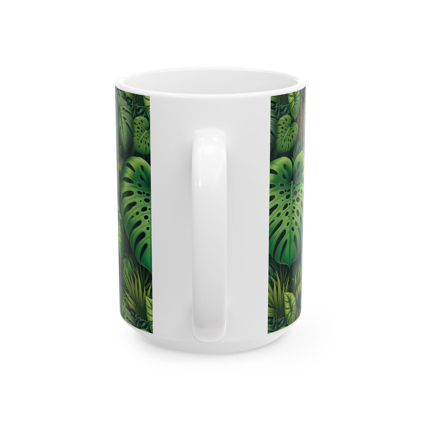 Ceramic White Mug - 11oz & 15oz, Rainforest Greenery