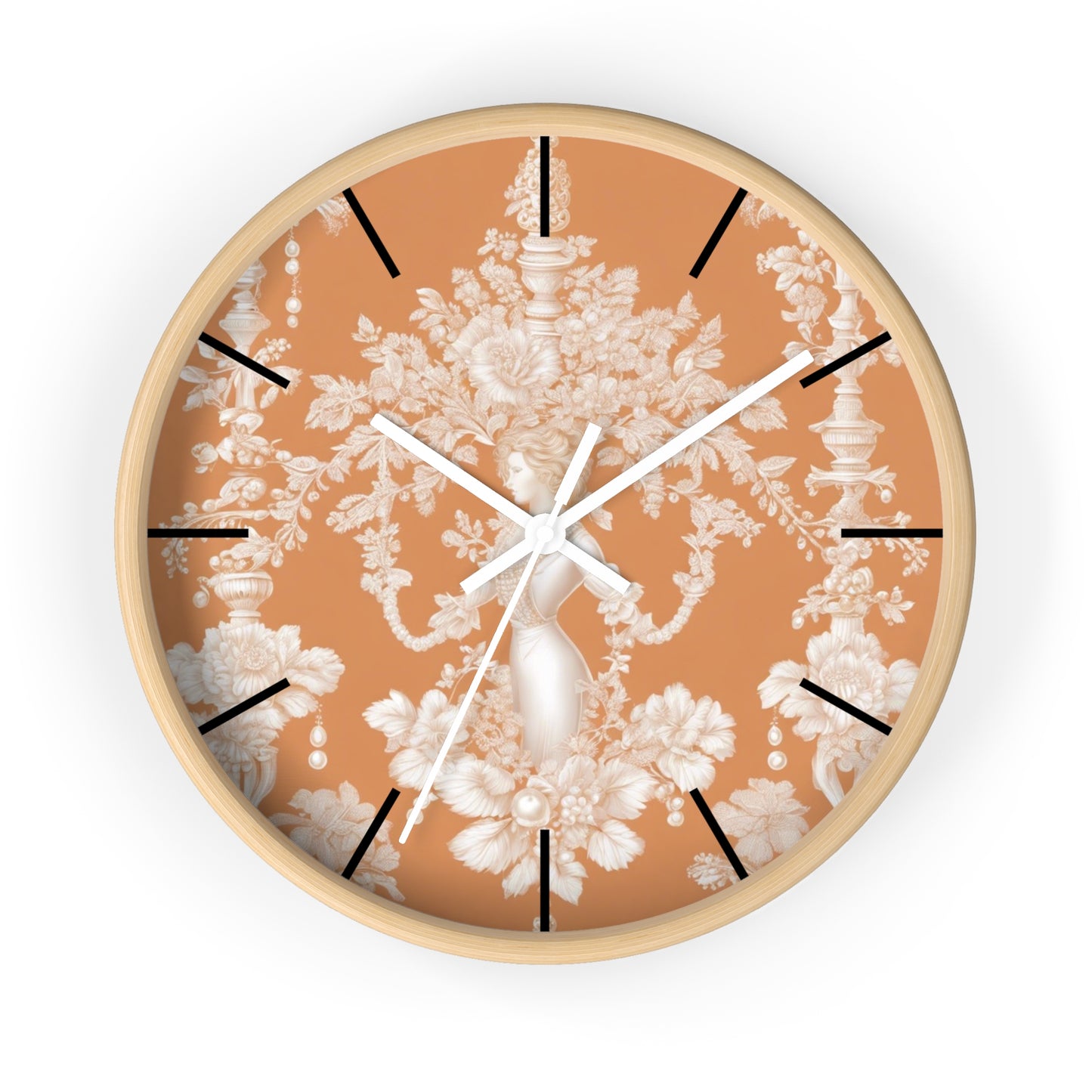 Wall Clock, Pearl Lady Toile / Melon, Hands/Base Variants