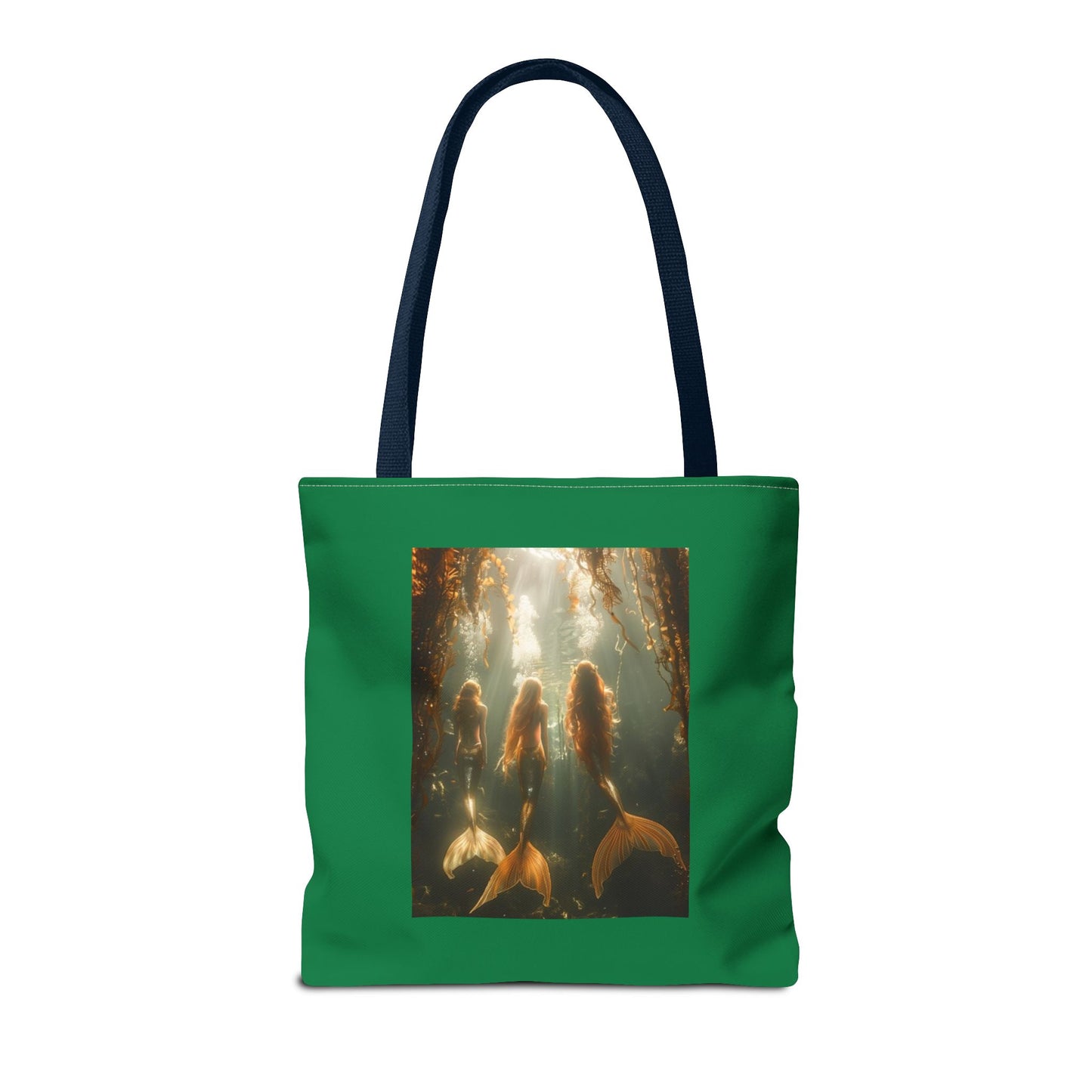 Three Mermaid Sisters, Dark Green Tote Bag - 3 Sizes