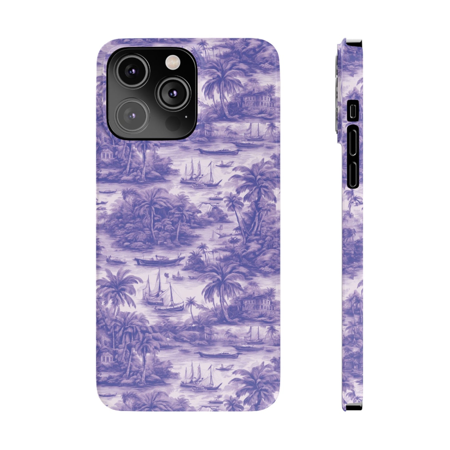 Slim Phone Cases - Tropical Toile #1, purple