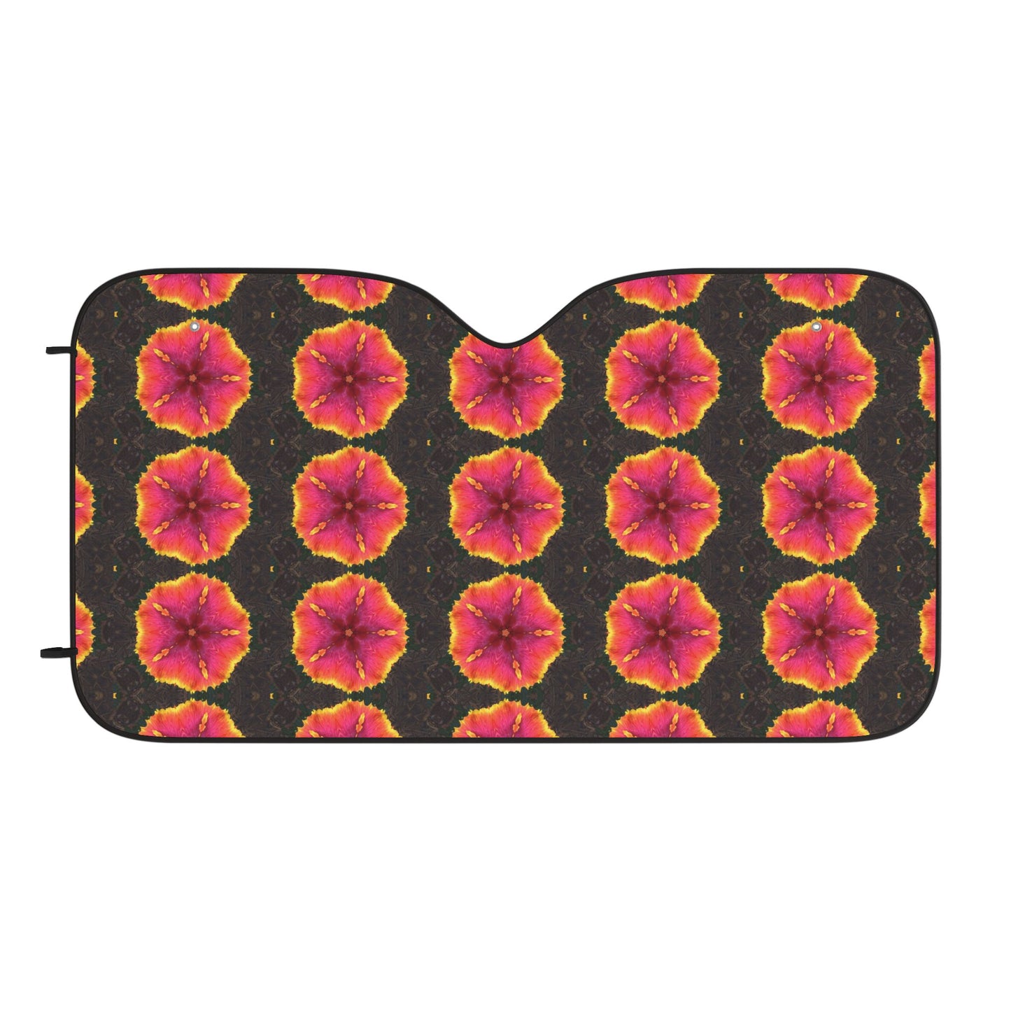 Tropical Car Sun Shades / Red Hibiscus Kaleidoscope