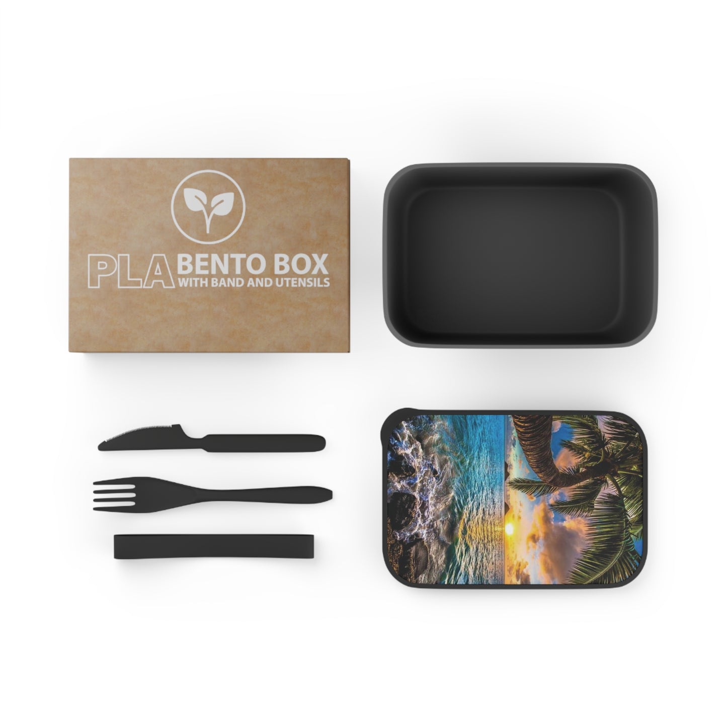 Bento Box with Utensils - Sunset in Paradise