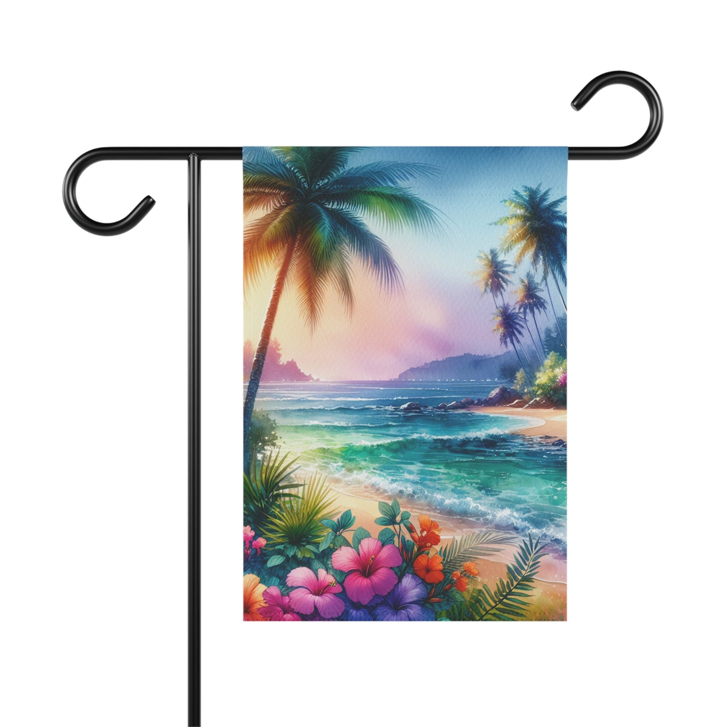 Tropical Garden Flag - Perfect for Outdoor Decor / Bay of Peace Beach Design