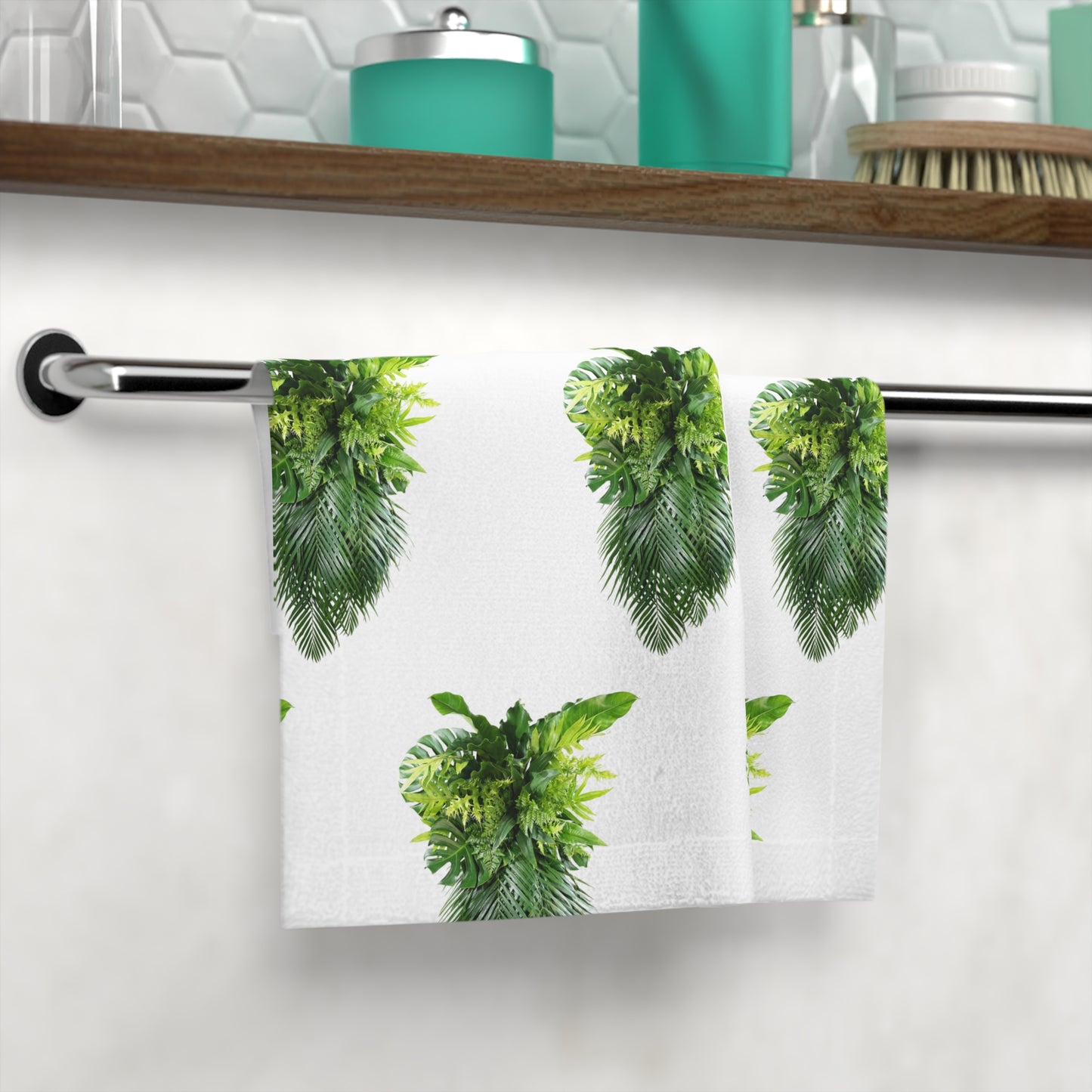 Face Towel - Palm Frond Cascade, White