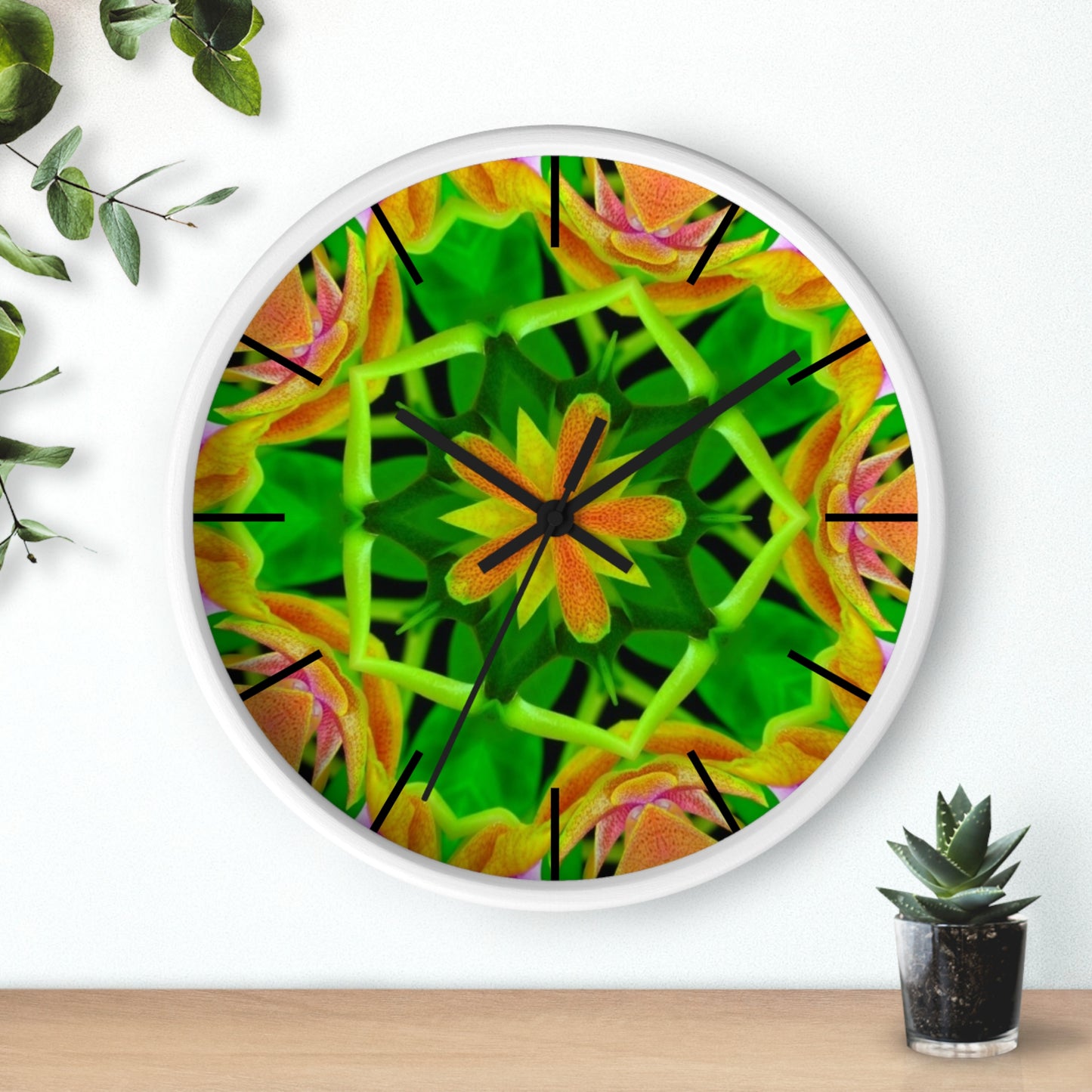 Wall Clock, Orchid Kaleidoscope #2, Hands/Base Variants