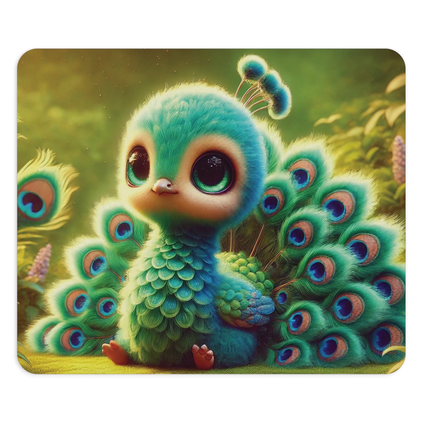 Tropical Mouse Pad, 2 Shapes - Beach Vibes for Home Office & Gamer / Baby Peacock