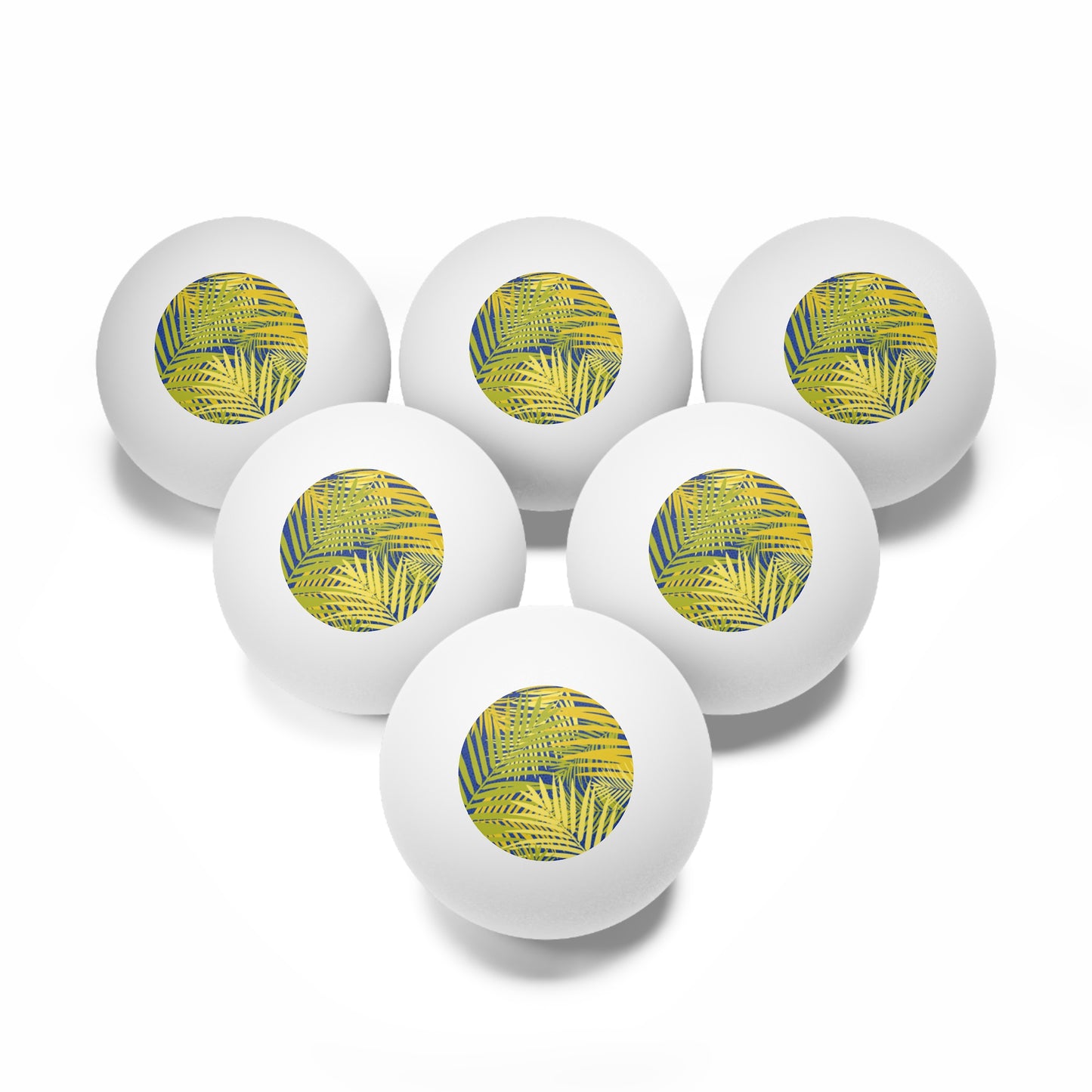 Tropical Paradise Ping Pong Balls - 6 Pack with Golden Fronds