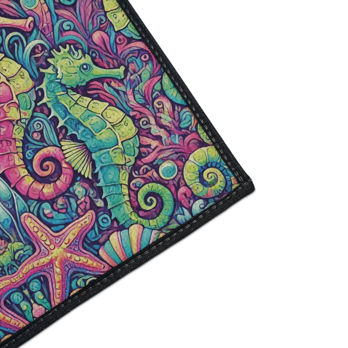 Heavy Duty Floor Mat, 5 Sizes – Tropical Area Rug for Home Décor / Seahorses