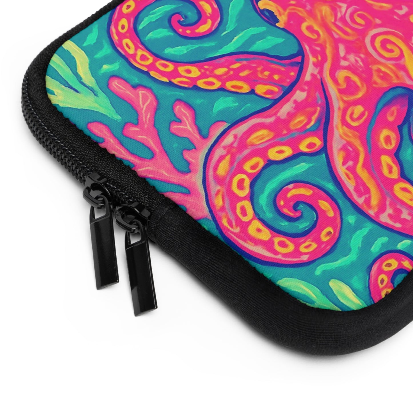 Tropical Laptop Sleeve, 5 Sizes - Perfect for Beach Lovers & Students / Octopus Kraken Joe, Red