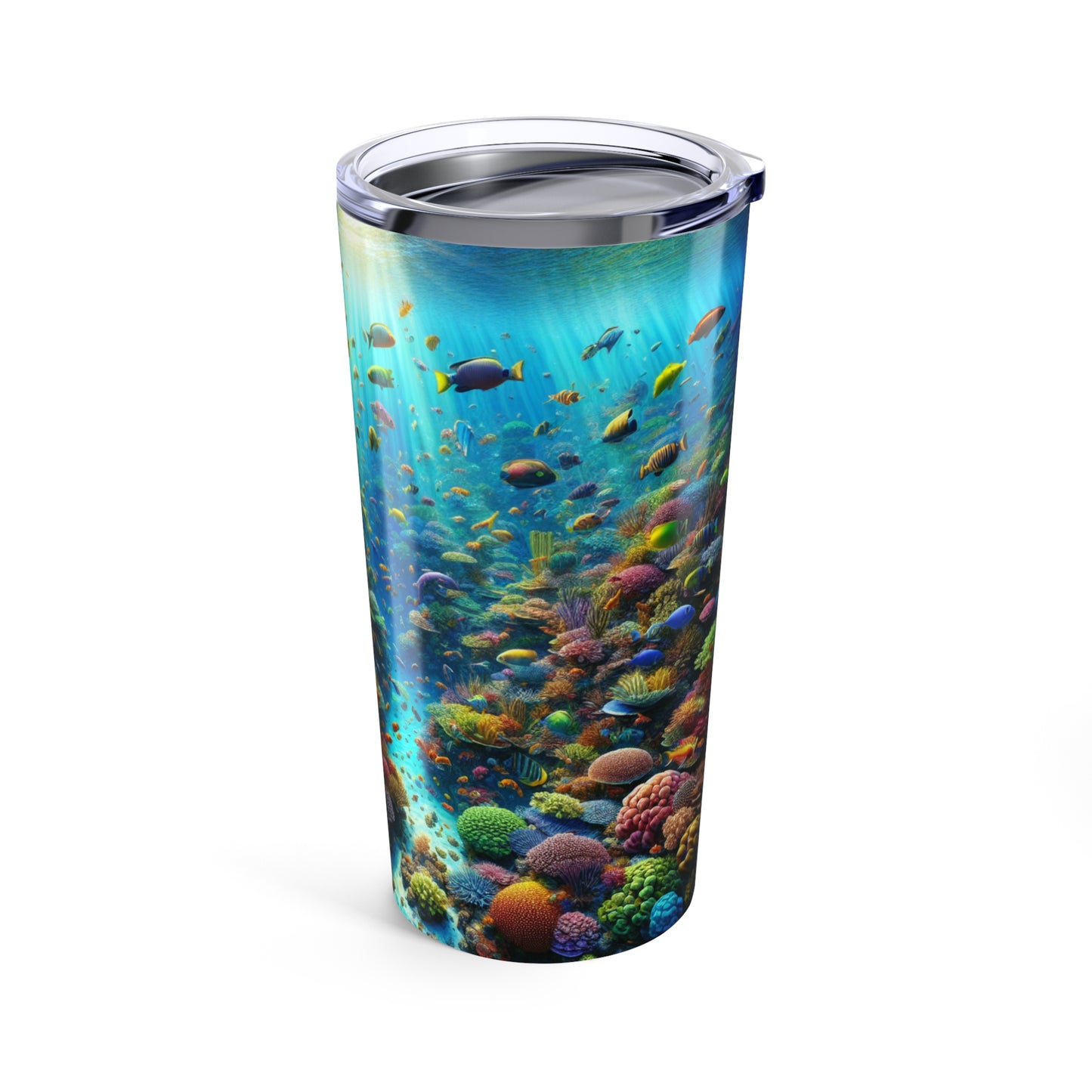 20oz Tropical Glossy Tumbler, Stainless Steel / Busy Coral Reef