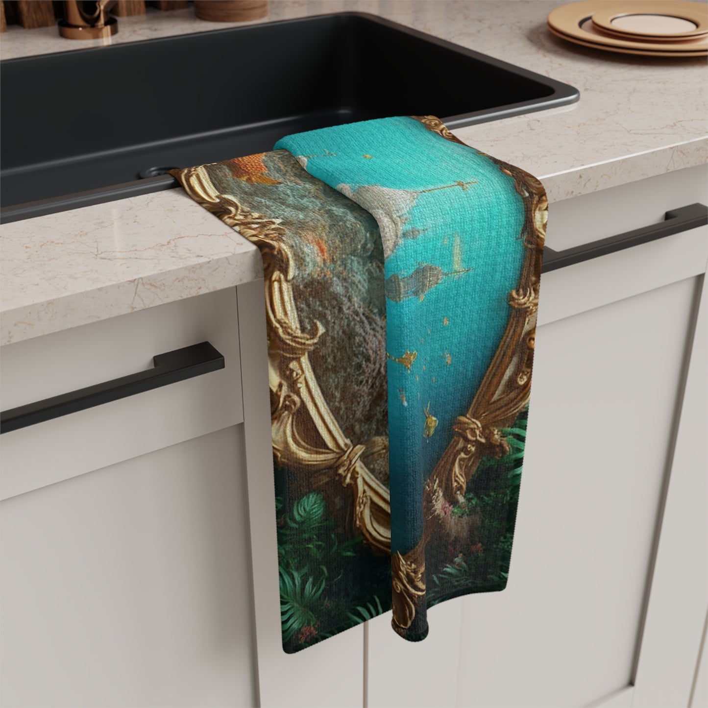 Microfiber Coffee/Tea Towel — Mermaid Palace, Agean Sea