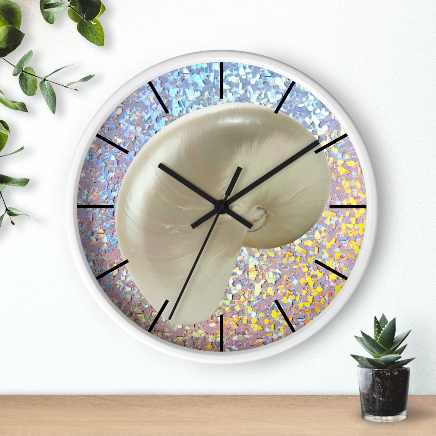 Wall Clock, Disco White Nautilus, Hands/Base Variants