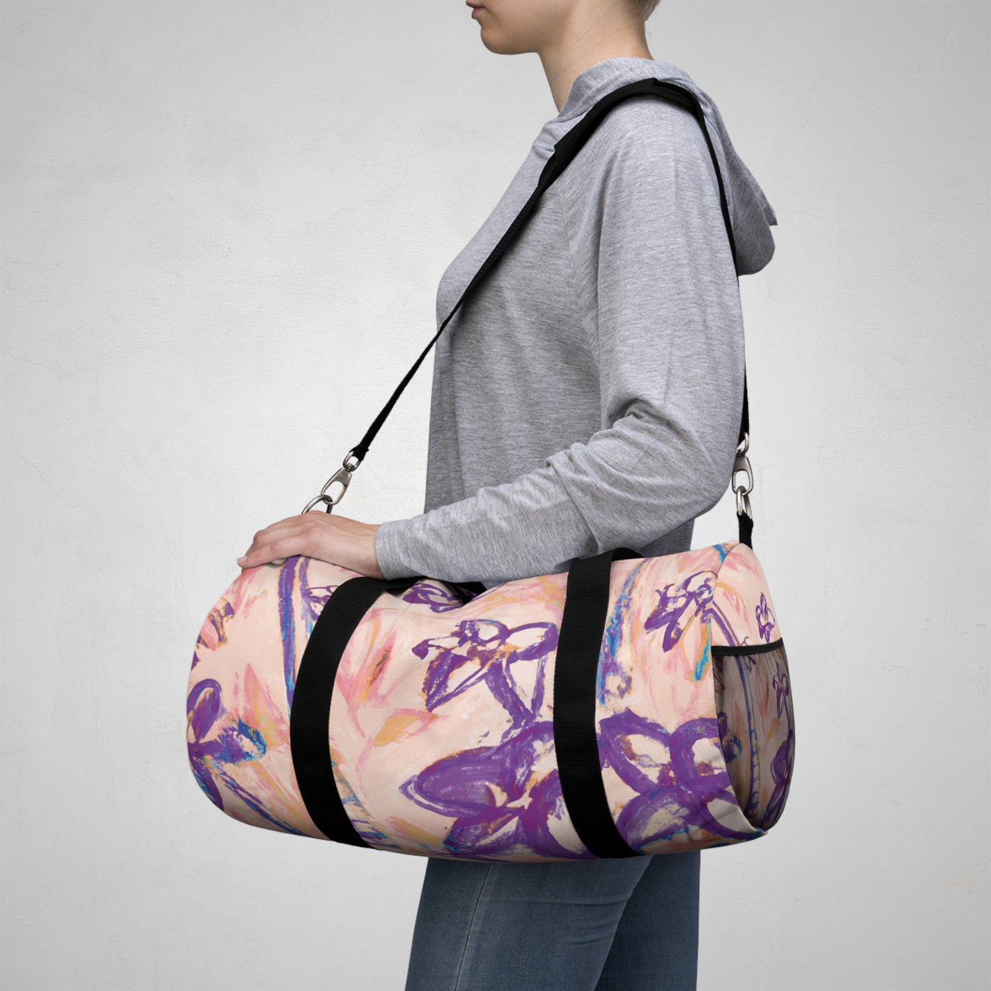 Tropical Rainforest Duffel Bag - Perfect for Travel and Gym / Tropical Doodles, Peach