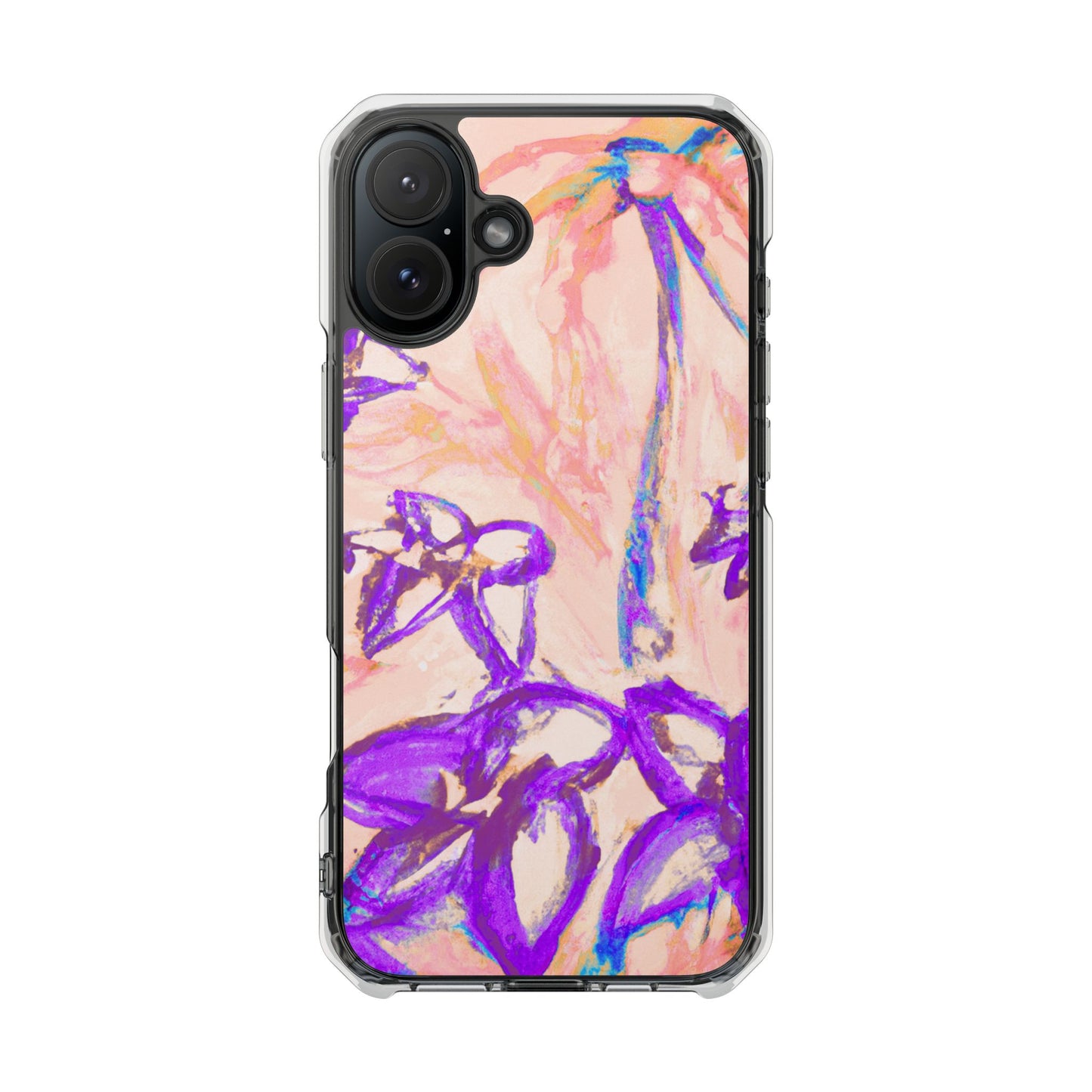 Tropical Doodles/Peach Magnetic Clear Phone Case, Many Models