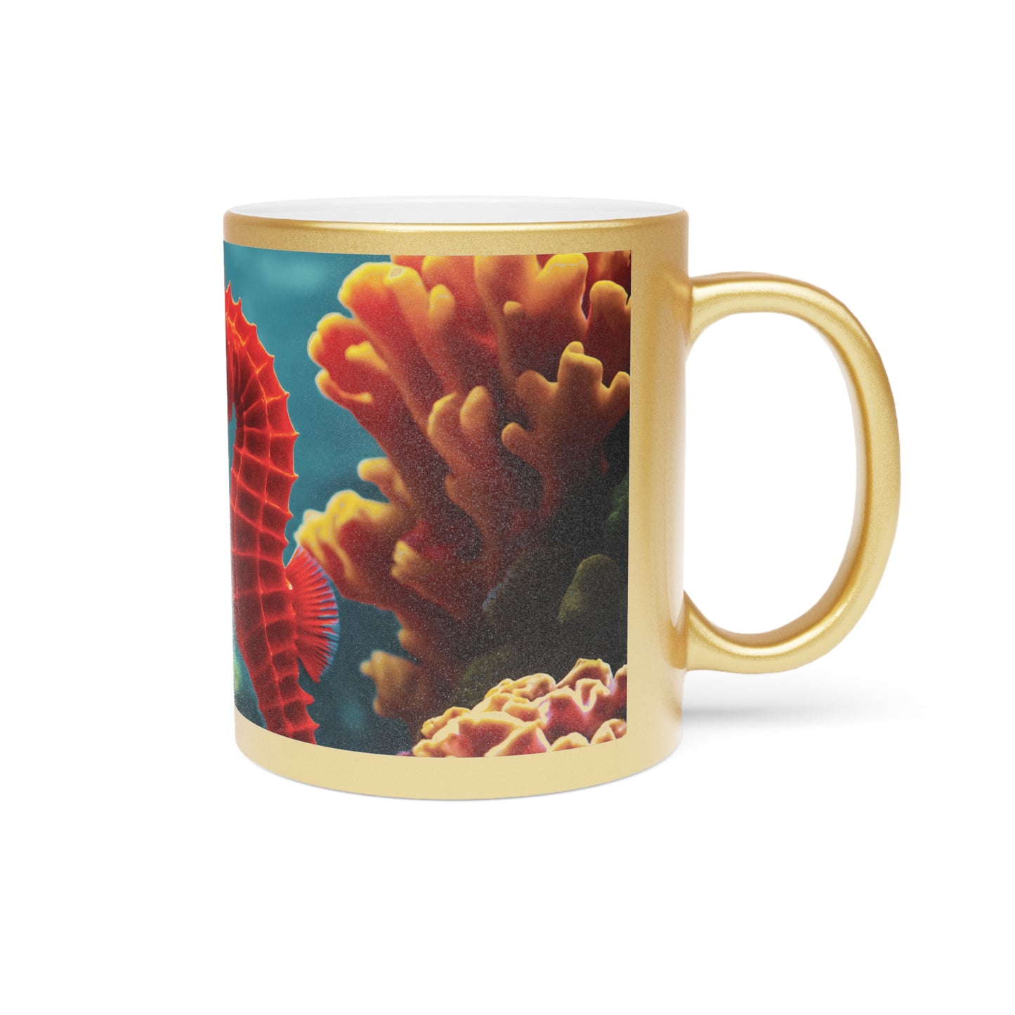 Tropical Metallic Mug — Seahorses in Love
