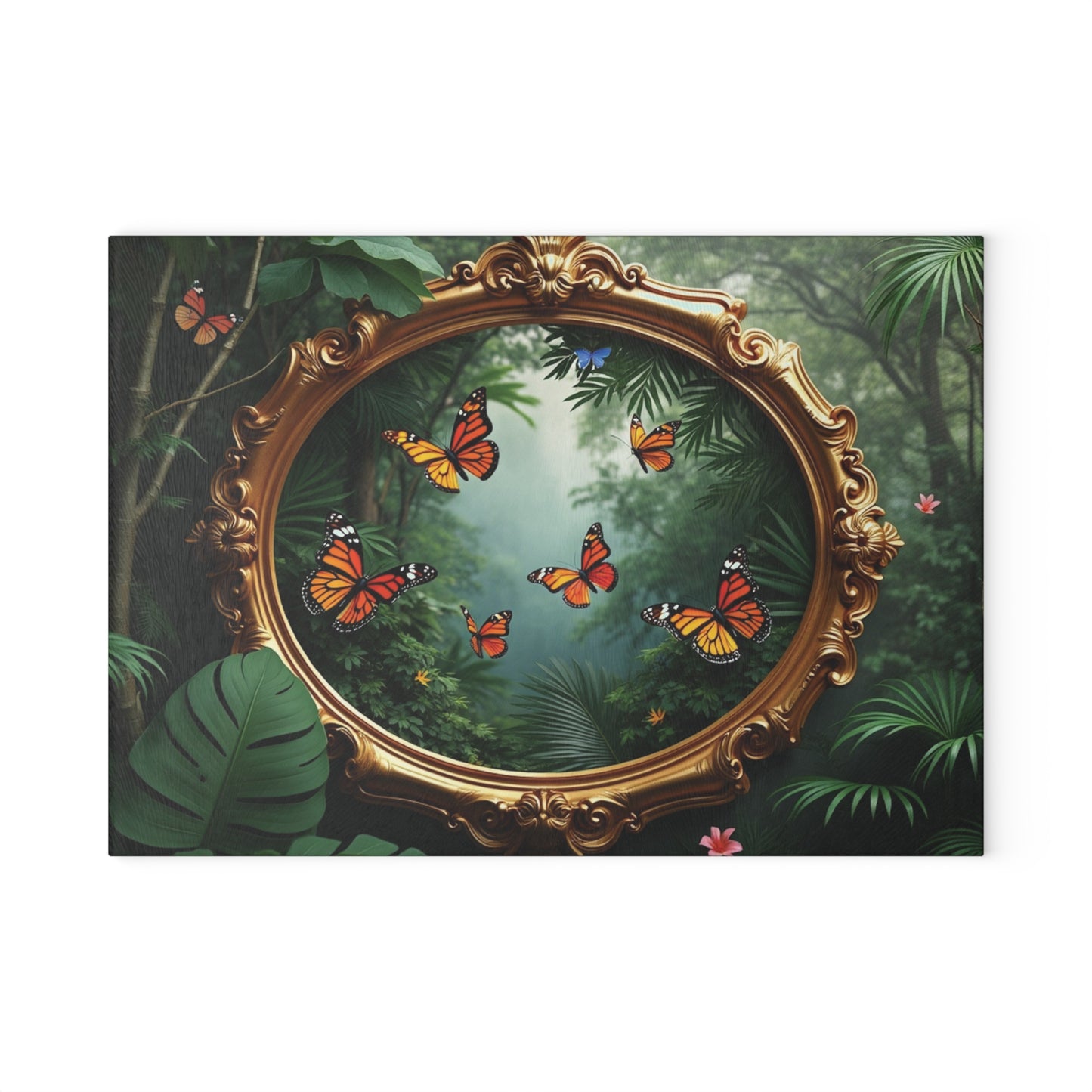 Glass Cutting Board, 2 sizes - Framed Monarch Gathering