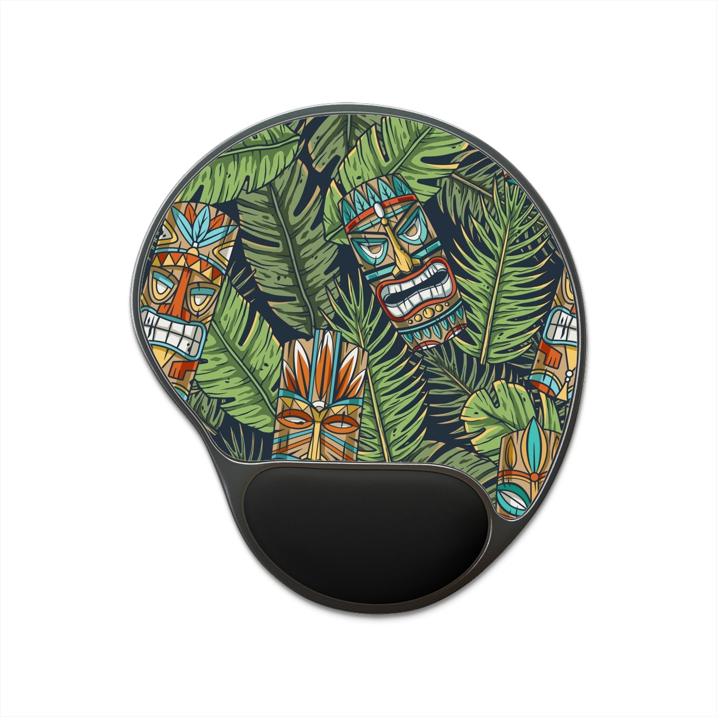 Mouse Pad With Wrist Rest, Tiki Greenery