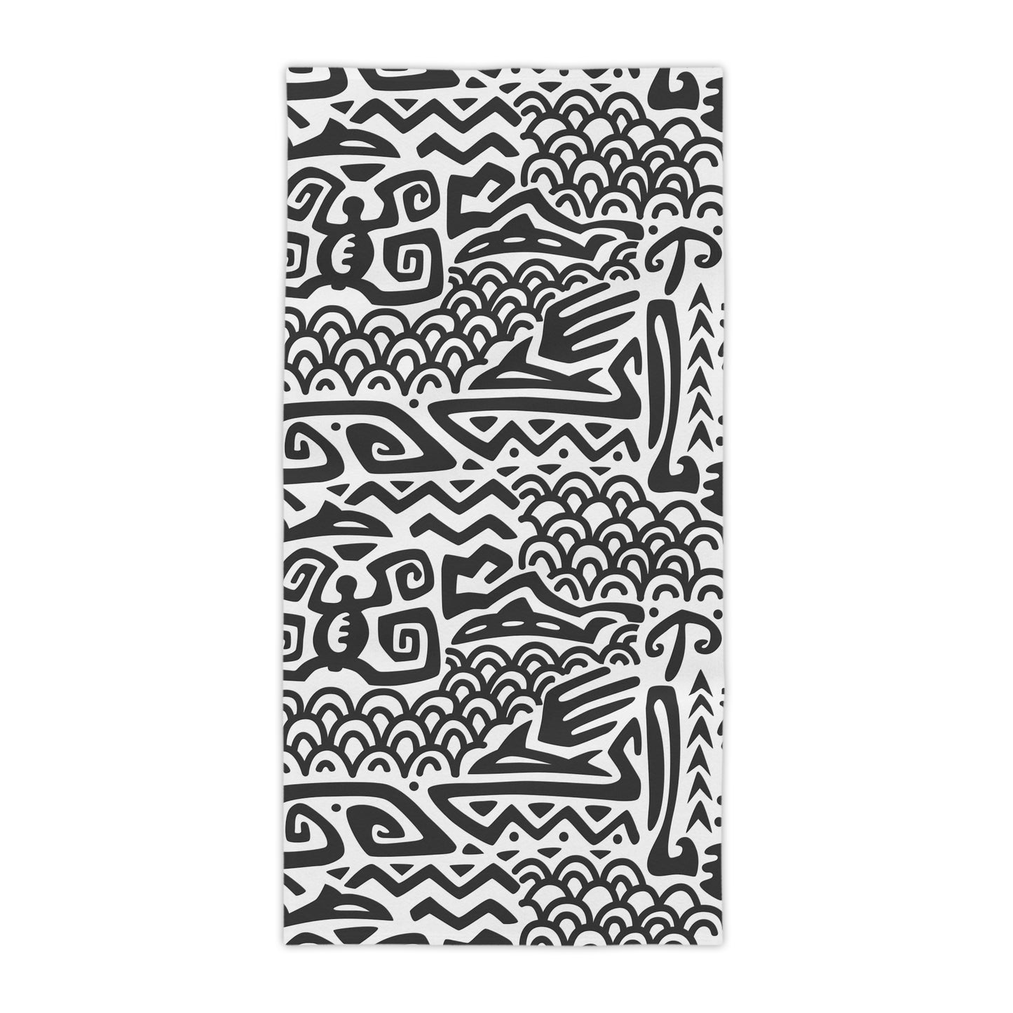 Vibrant Summer Beach Towels, 3 sizes – Tropical Print for Sun Lovers / Tiki Aztec Black