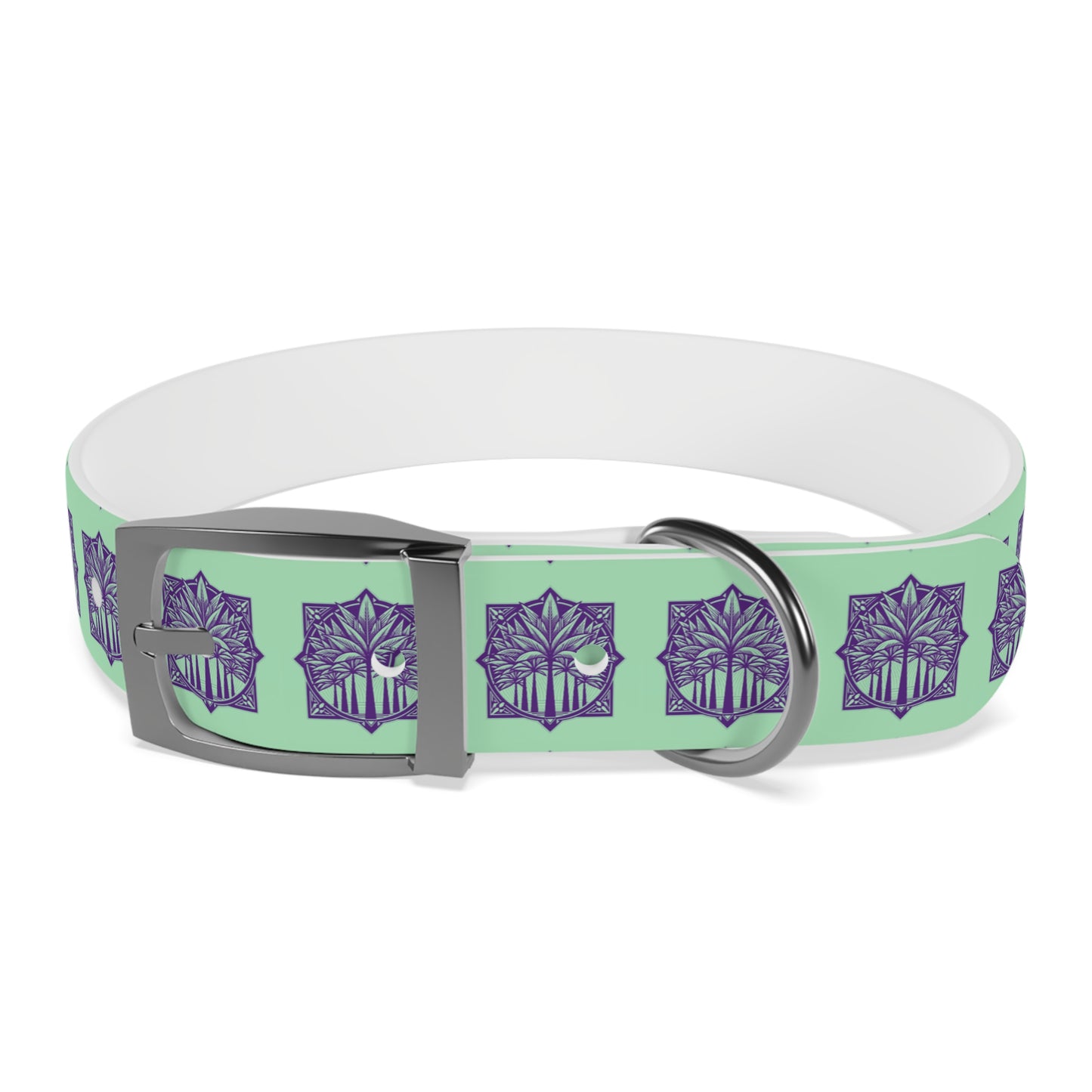 Dog Collar - Deco Palm Trees, Mint Green