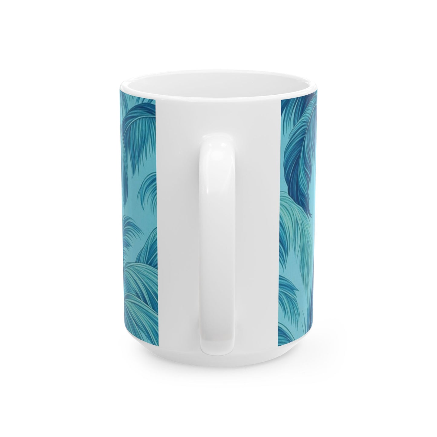 Ceramic White Mug - 11oz & 15oz, Azure Palms