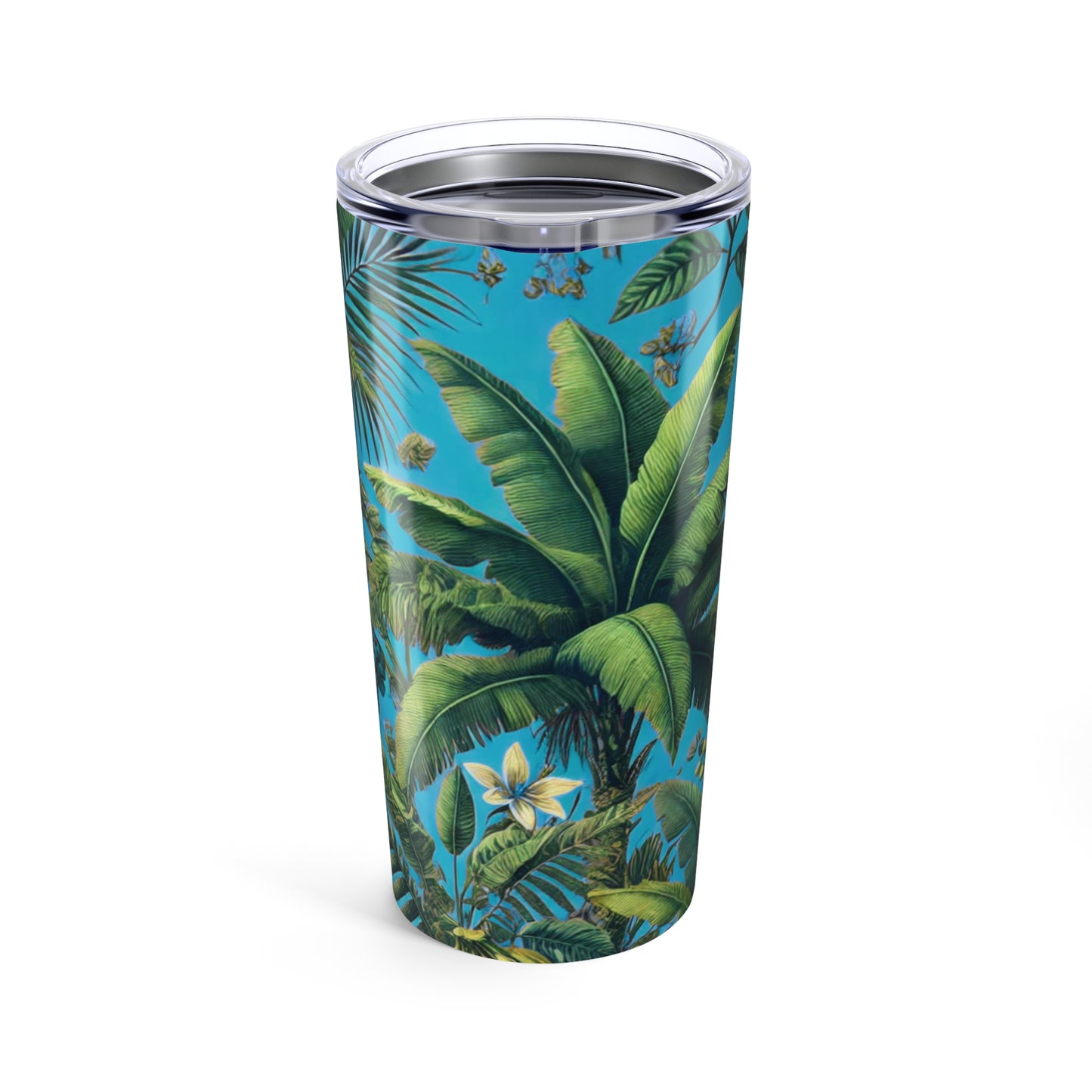 20oz Tropical Glossy Tumbler, Stainless Steel / More Tropical Fruit, Aqua Blue