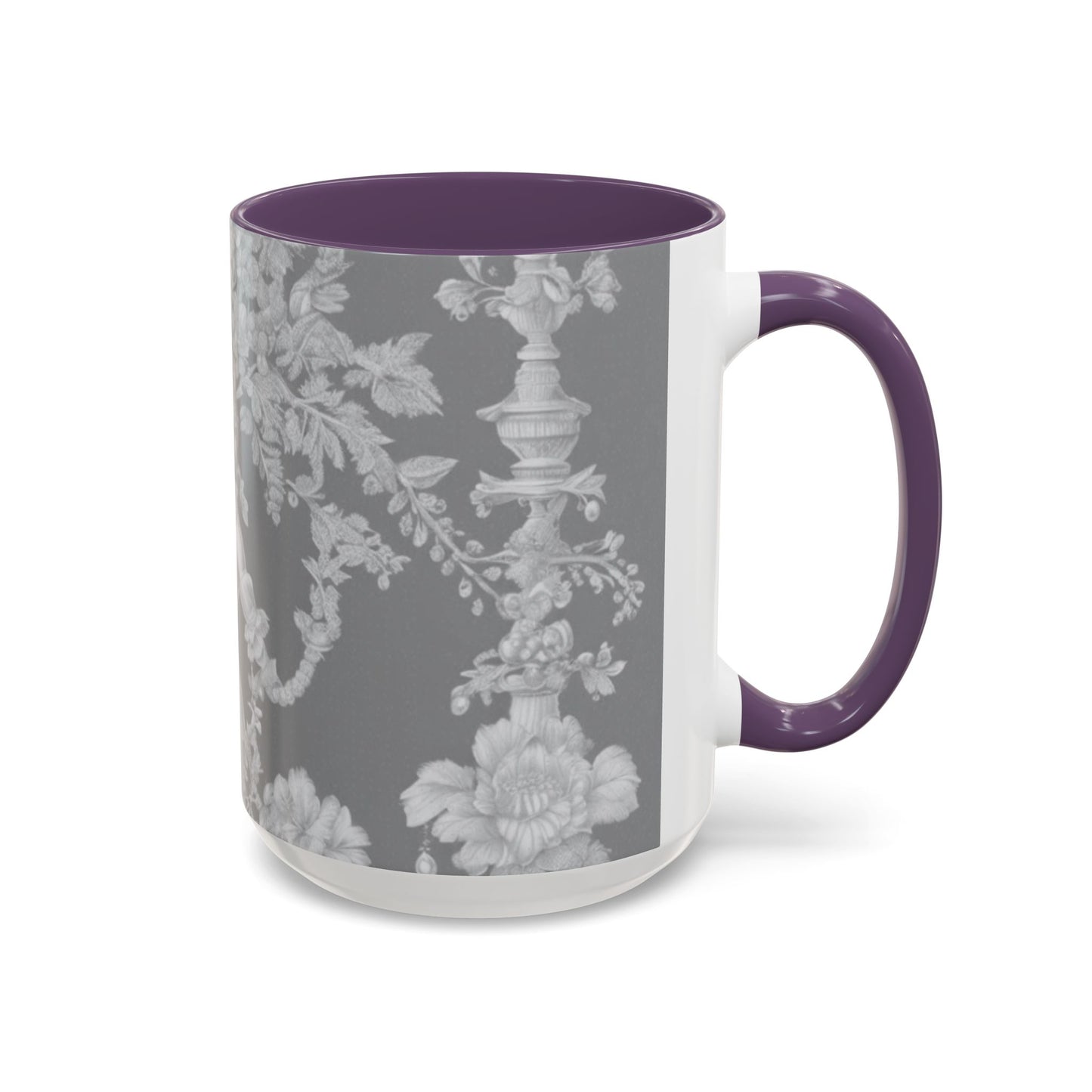 Accent Coffee Mug (11, 15oz), Pearl Lady Toile/Slate, Various Colors