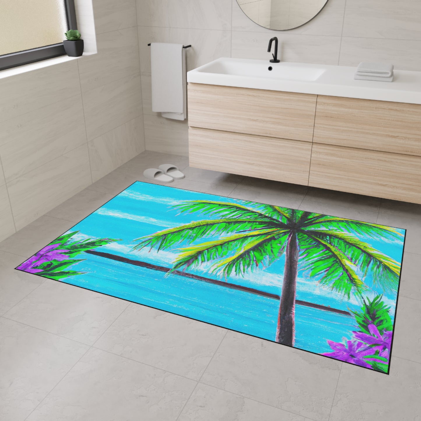 Heavy Duty Floor Mat, 5 Sizes – Tropical Area Rug for Home Décor / Calm Beach