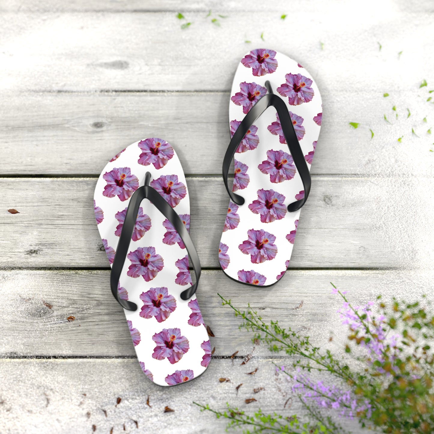 Flip Flops - Purple Hibiscus